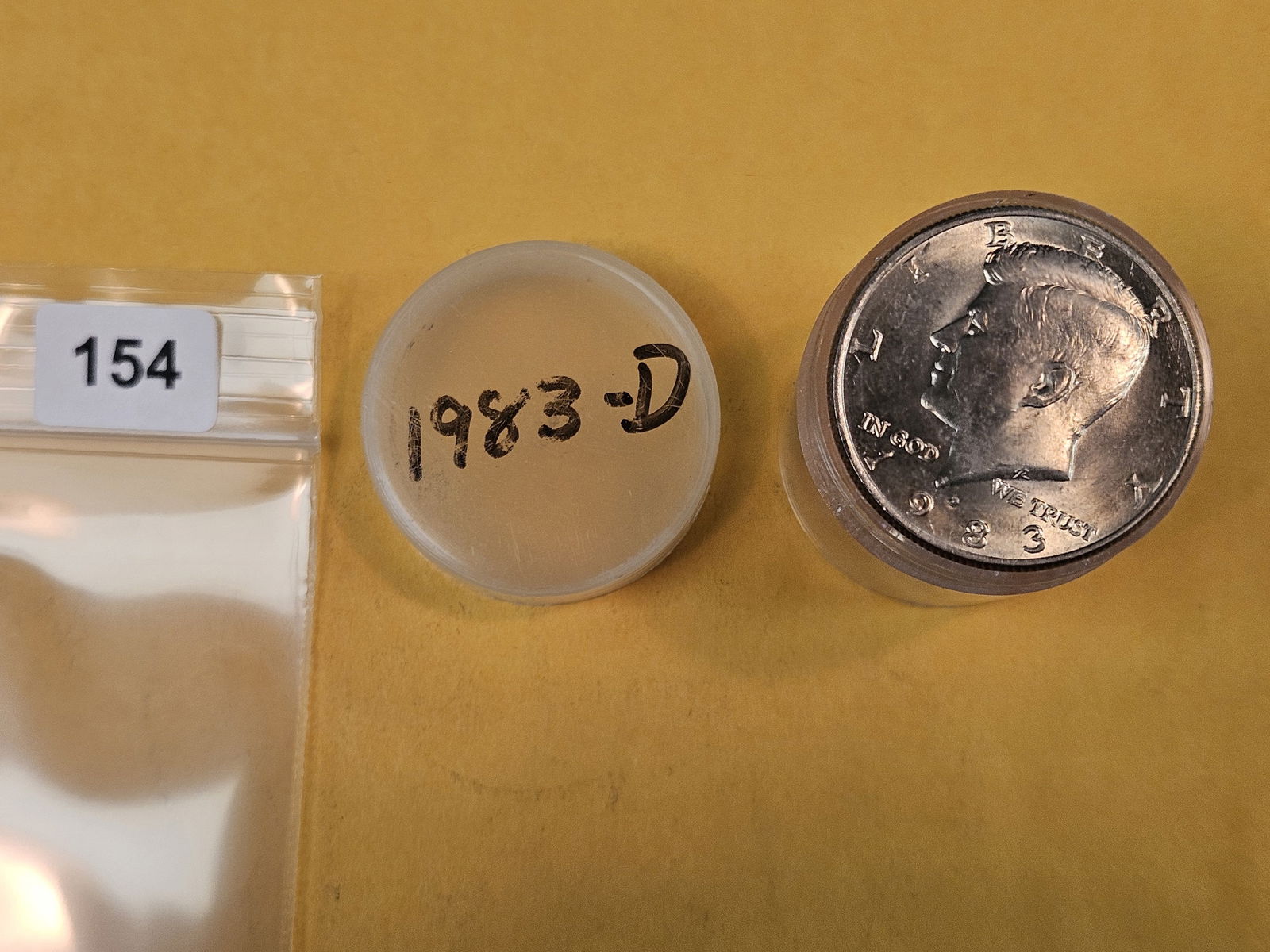 Key Date Roll of 1983-D Brilliant Uncirculated Kennedy half Dollars: Top couple look Gem. Rest unsearched by us 