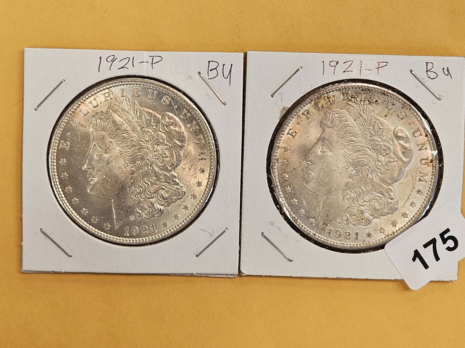 Two Choice Brilliant Uncirculated 1921 Morgan silver Dollars (1 of 3)