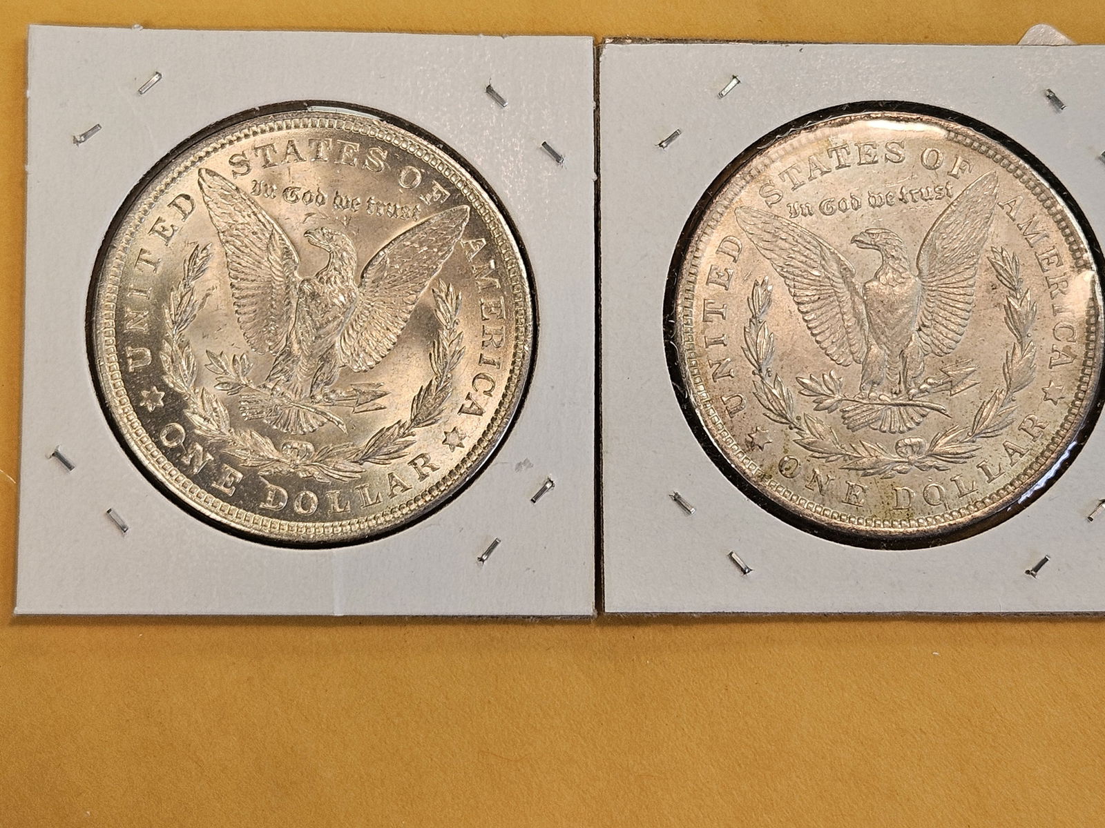 Two Choice Brilliant Uncirculated 1921 Morgan silver Dollars - 3