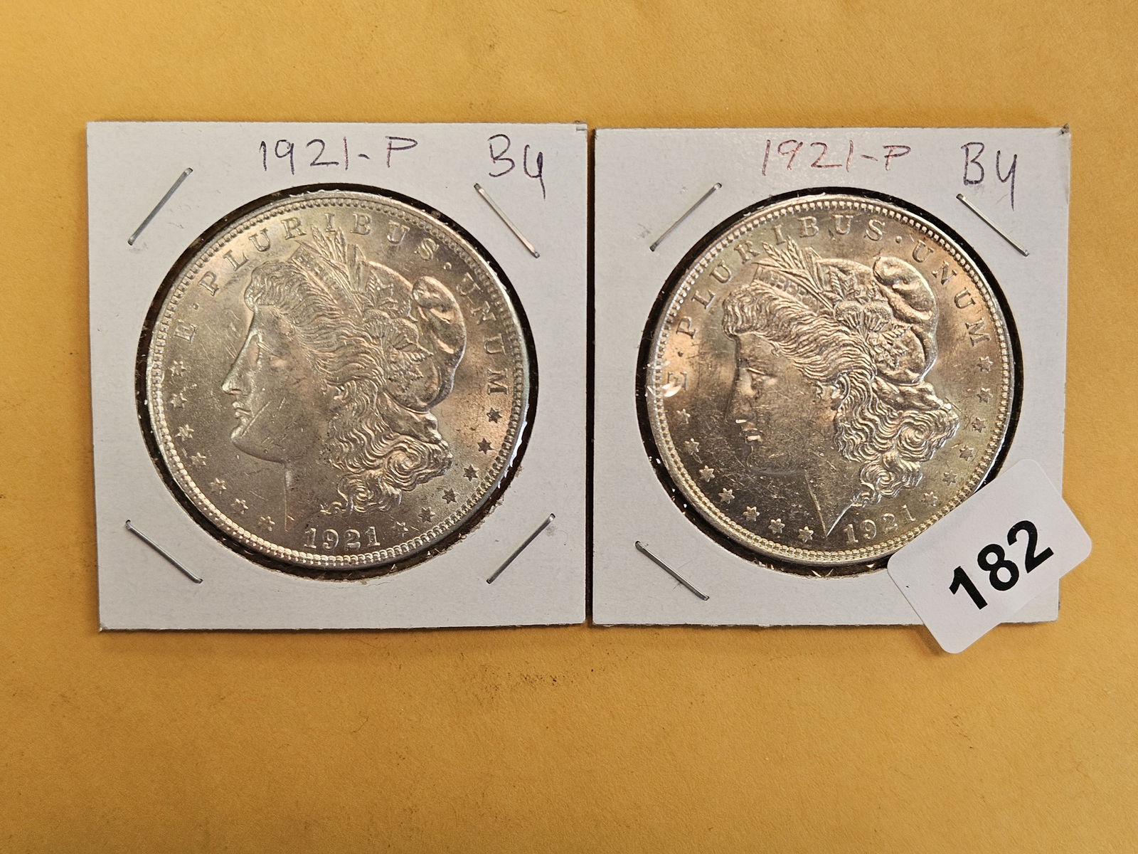 Two Choice Brilliant Uncirculated 1921 Morgan silver Dollars (1 of 4)