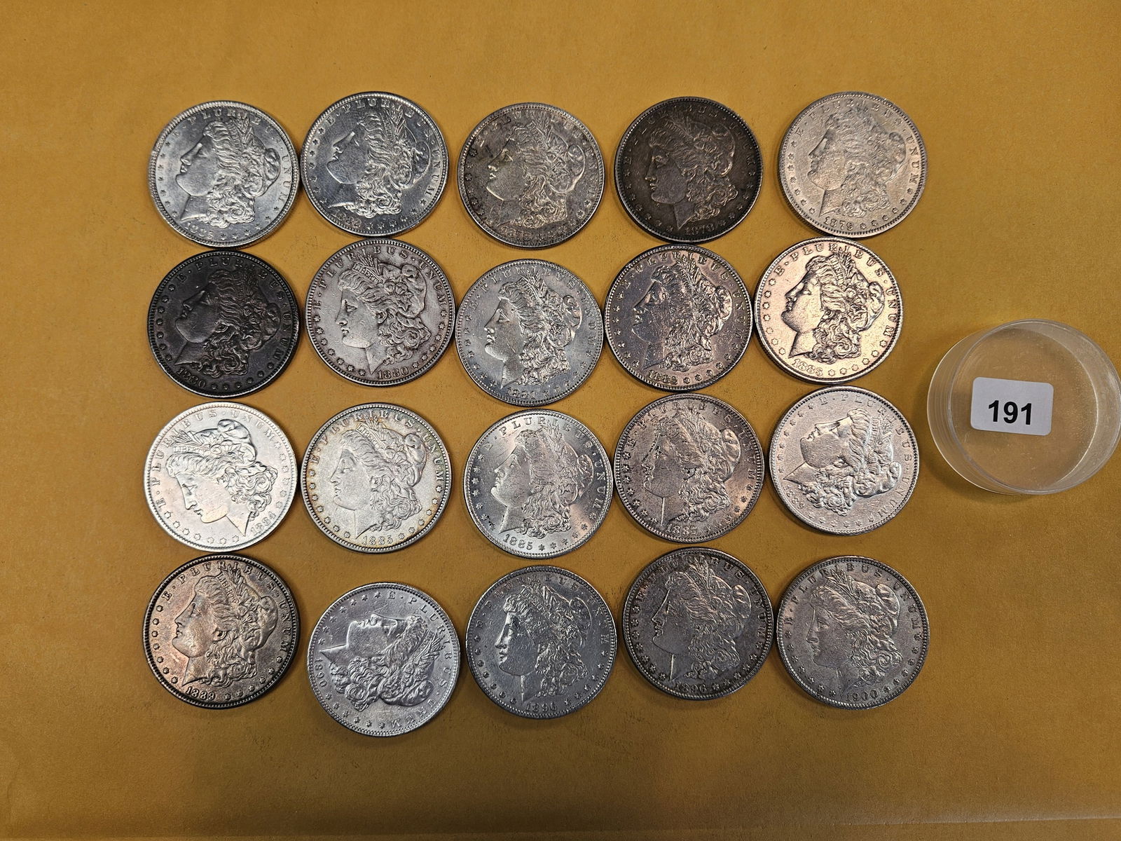 ** FULL ROLL ** Twenty Morgan Silver Dollars: All pre-1904. Grades from Extra Fine through Choice Brilliant Uncirculated - details 