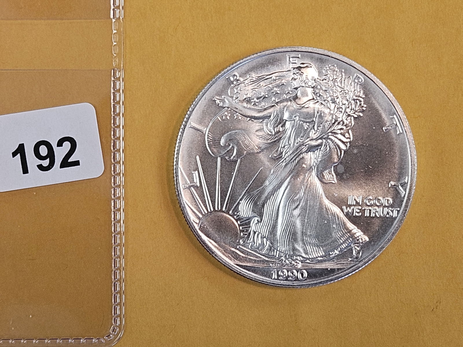 GEM Brilliant Uncirculated 1990 American Silver Eagle: Roll Fresh 