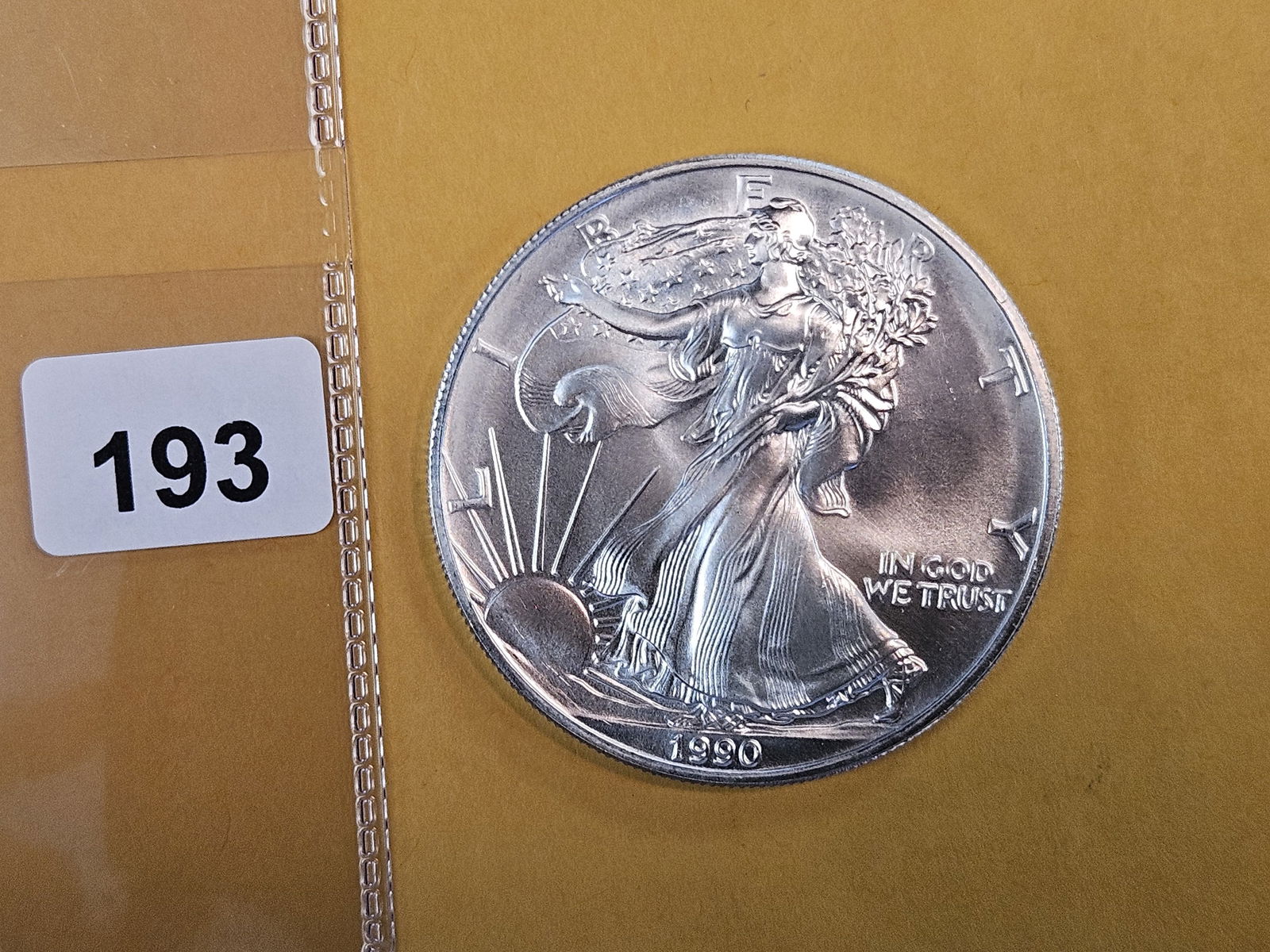 GEM Brilliant Uncirculated 1990 American Silver Eagle: Roll Fresh 