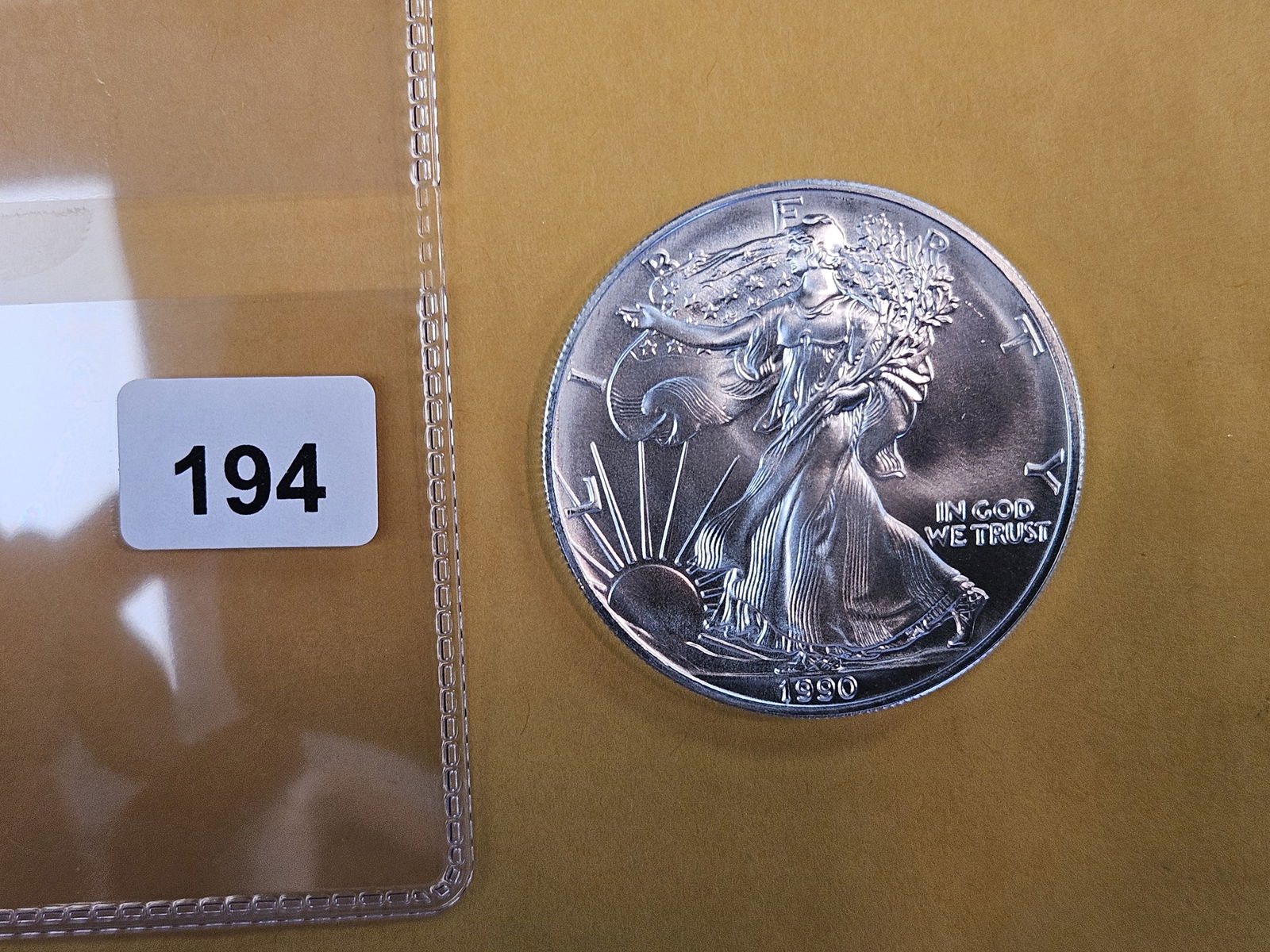 GEM Brilliant Uncirculated 1990 American Silver Eagle: Roll Fresh 