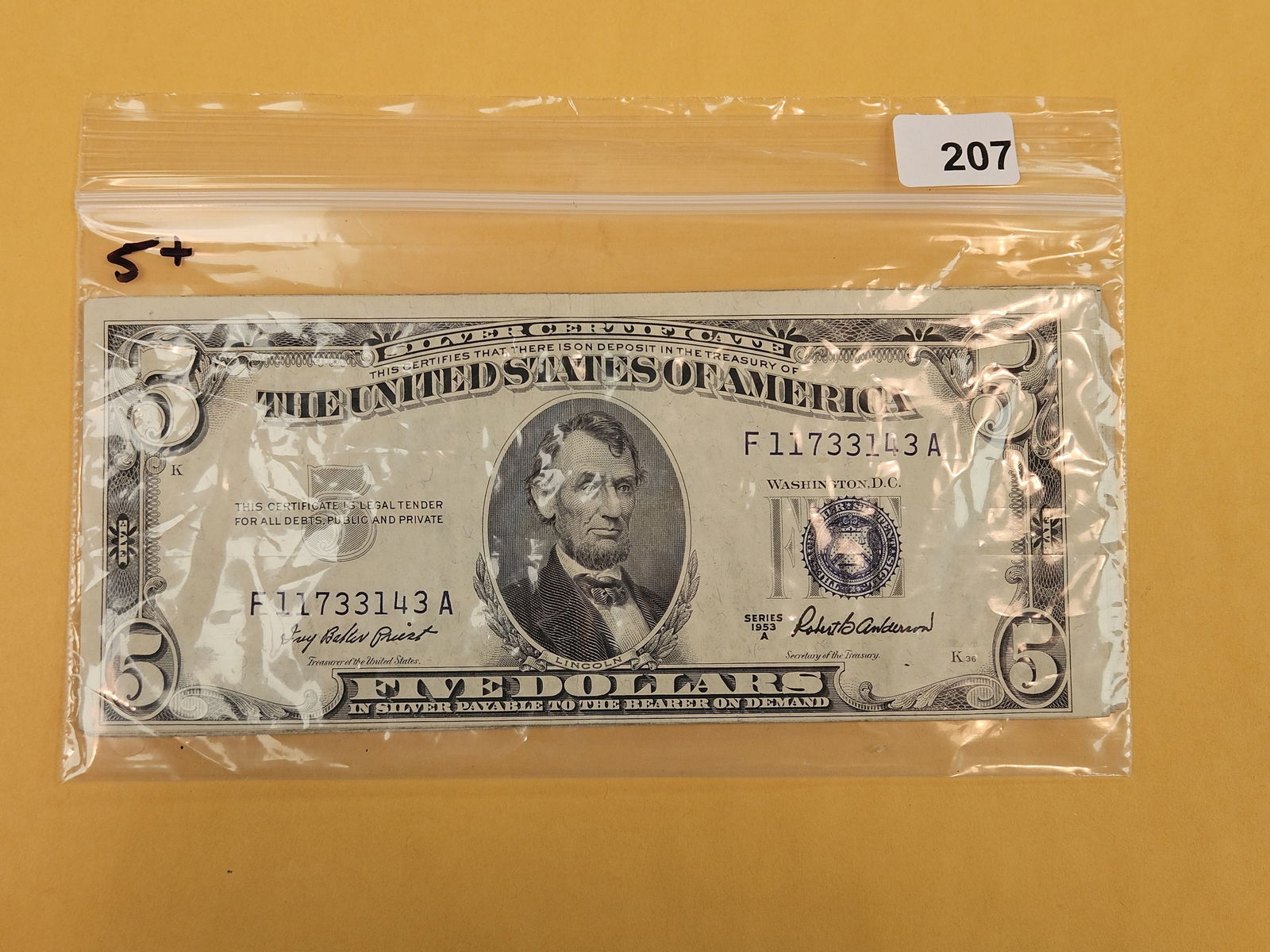 Five $5 Silver Certificates (1 of 2)
