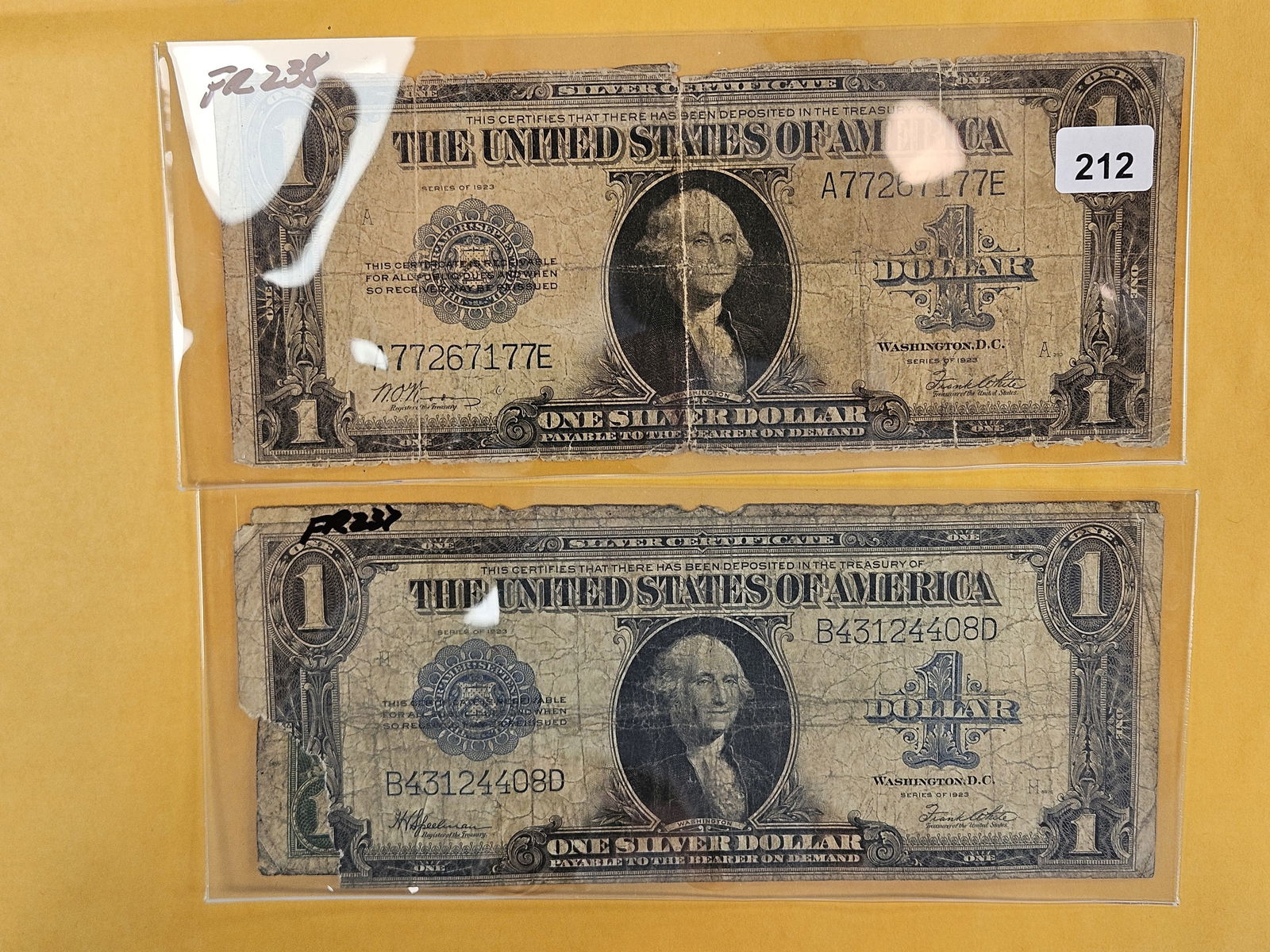 Two Large-size 1923 One Dollar Silver Certificates and a Large Size National Currency (1 of 3)