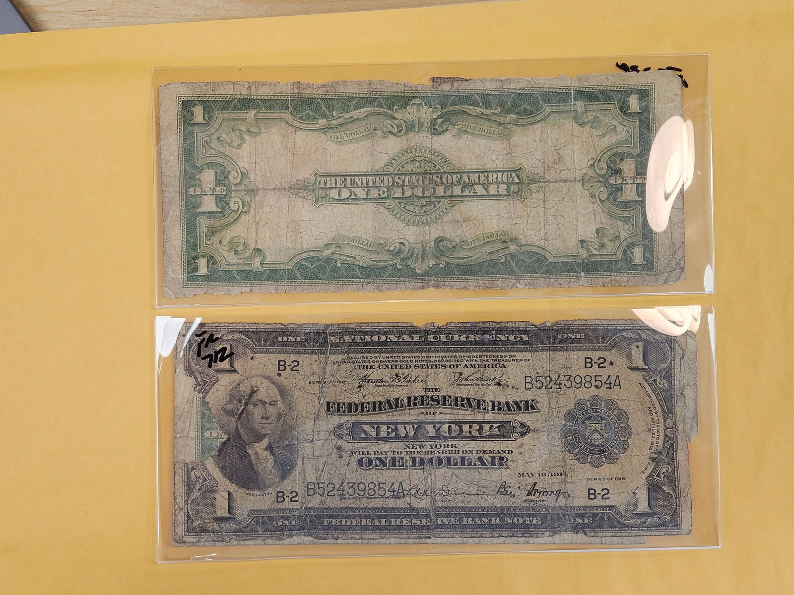 Two Large-size 1923 One Dollar Silver Certificates and a Large Size National Currency - 3