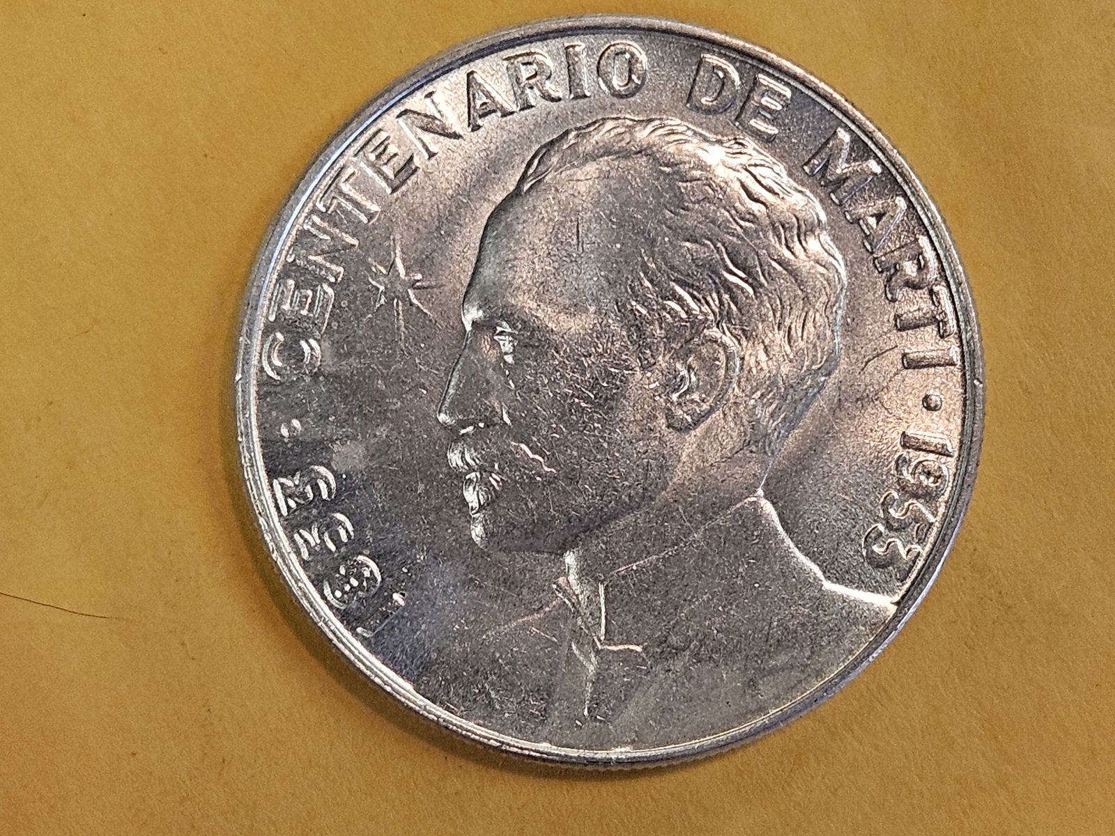 Very Choice Brilliant Uncirculated 1953 Cuba one silver peso: KM 29