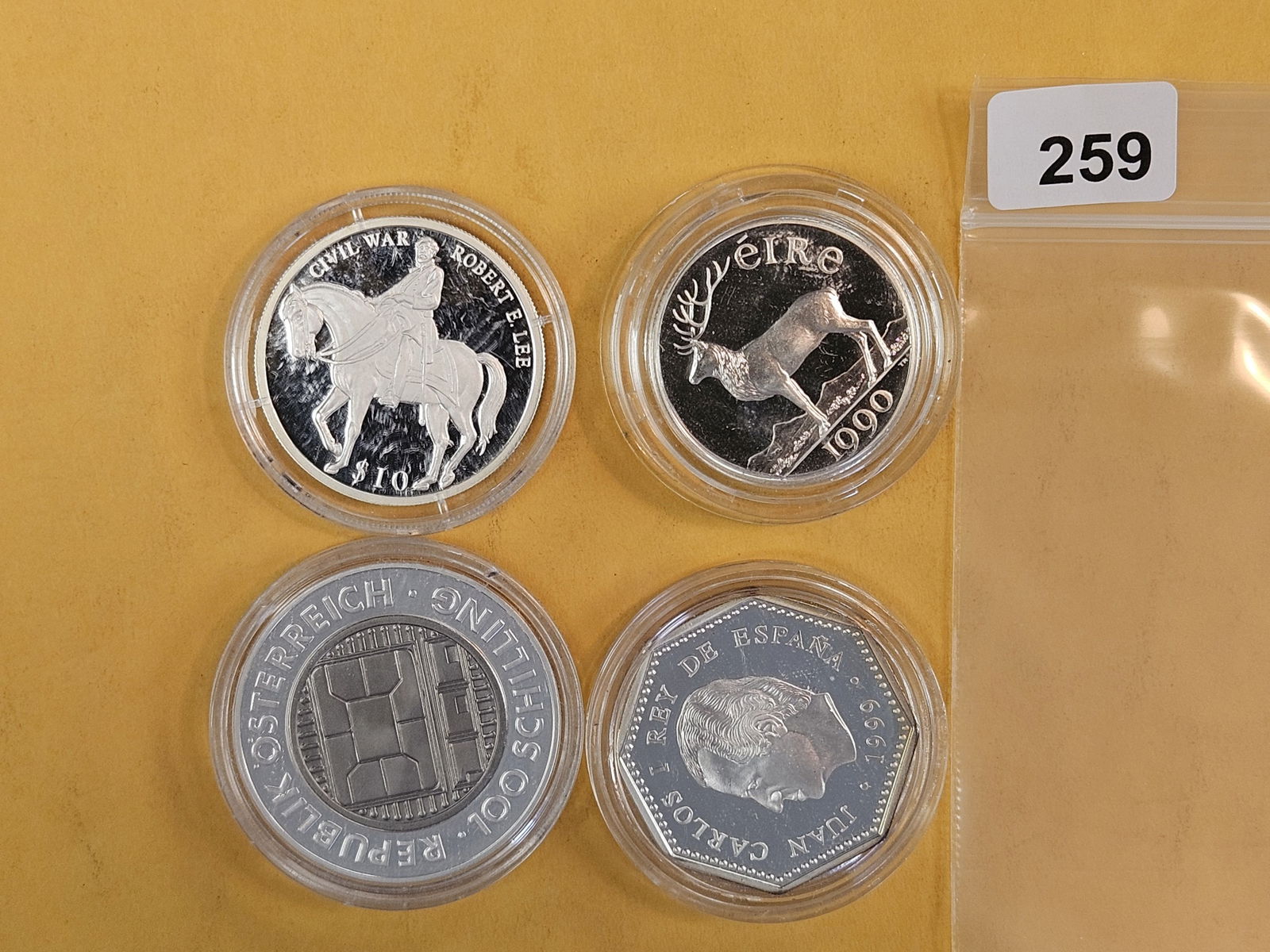 Four Cool GEM Proof silver World coins: All in original capsules 