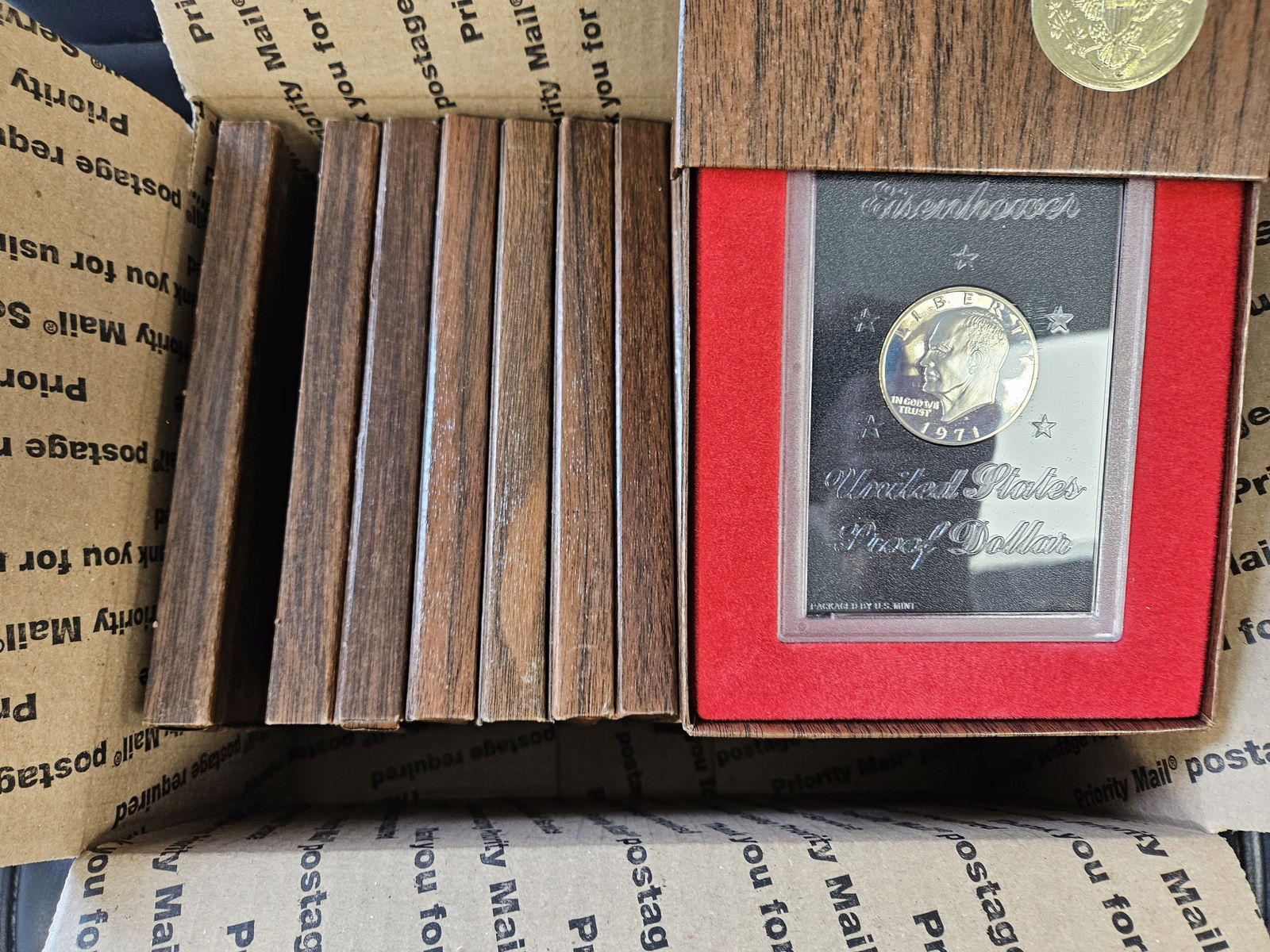 Fifteen Proof SILVER Eisenhower Dollars: SILVER BROWN IKEs! Ships separately in a Flat Rate Medium Box. Mixed. Duplicates 