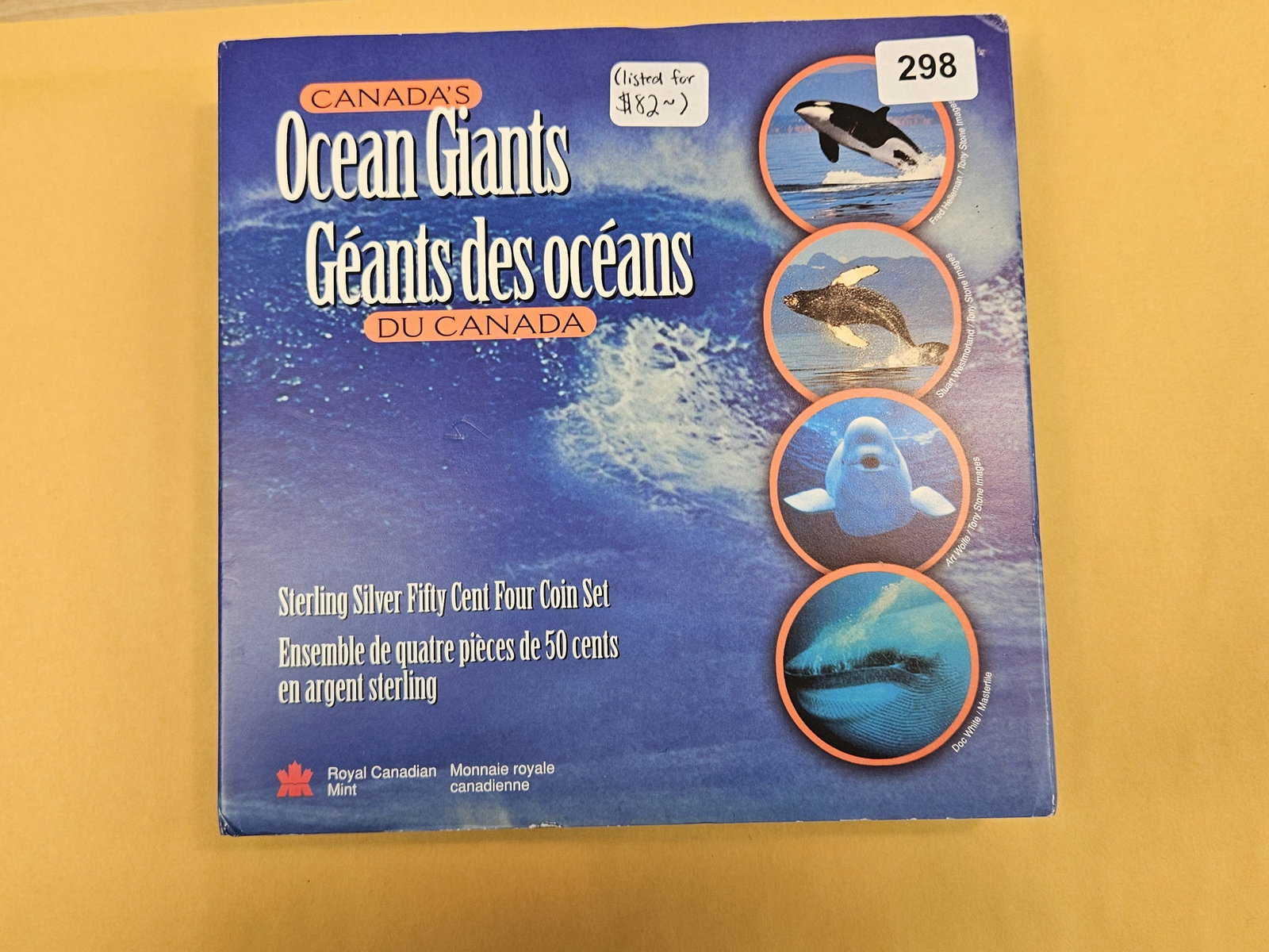 1998 Sterling Silver GEM Proof 4-coin Canada's Ocean Giant's Set: In original government packaging with certificate of authenticity 