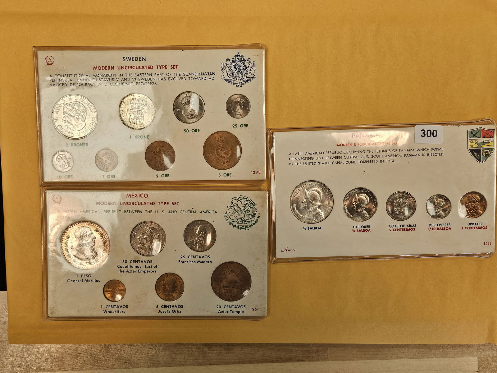 Three Brilliant Uncirculated World Coin Sets: Sweden, Panama and Mexico. Each with some silvers! 
