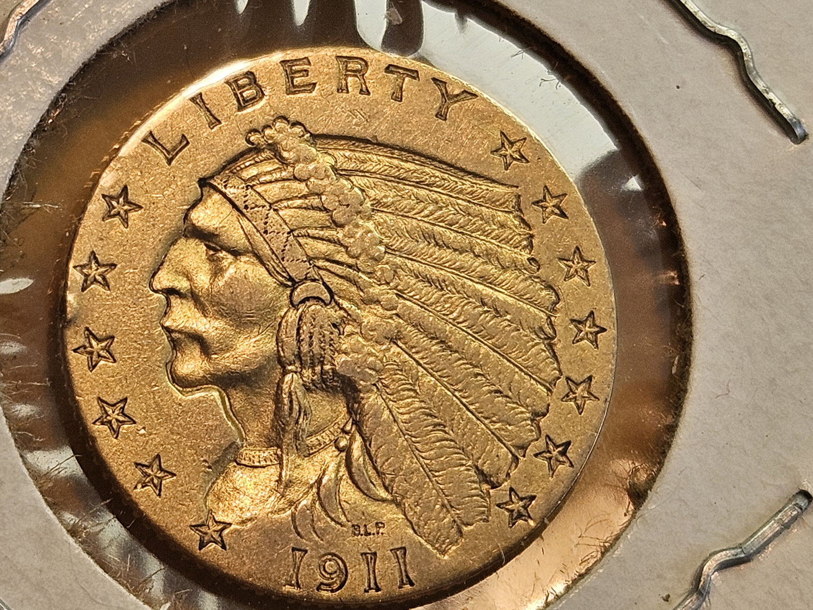 GOLD! Brilliant About Uncirculated 1911 Gold Indian Head $2.5 Dollars: Quarter Eagle 