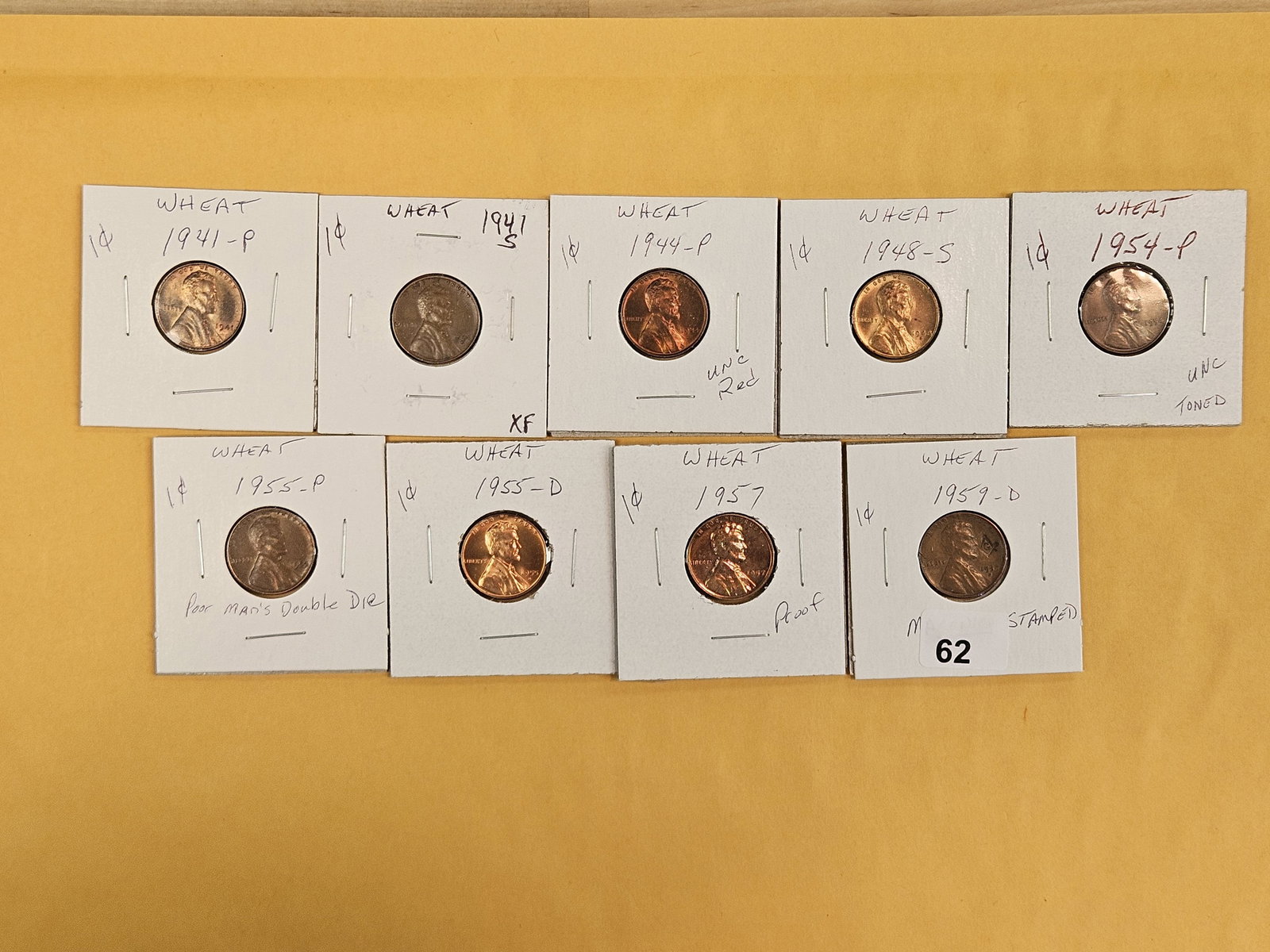 Nine mixed AU, BU and Proof Wheat cents: Some good looking coins! 