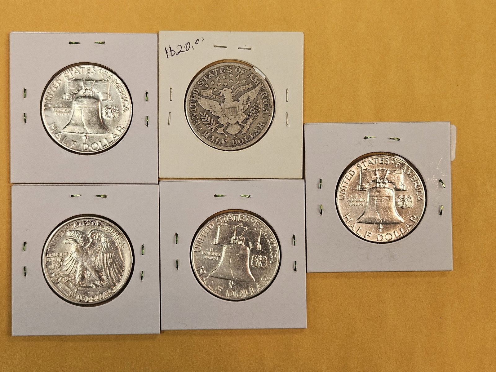 Five mixed silver Half Dollars - 3