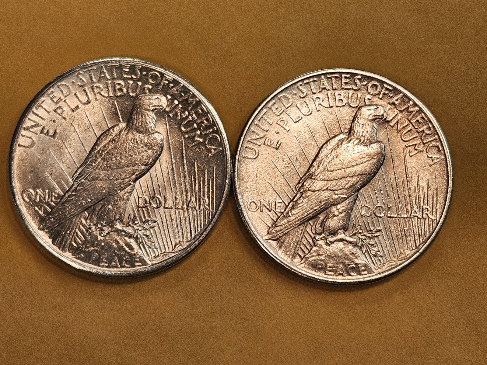 Two Brilliant AU-BU Peace Silver Dollars - 3