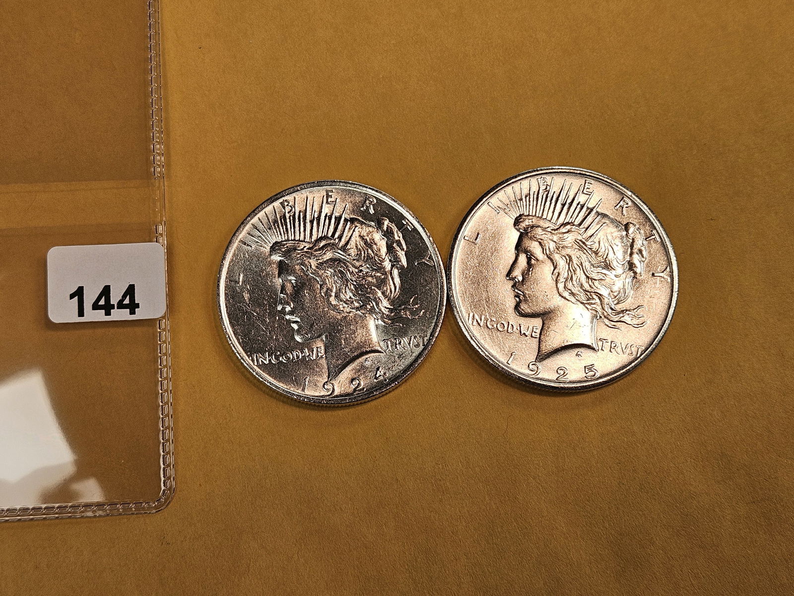 Two Brilliant AU-BU Peace Silver Dollars - 2