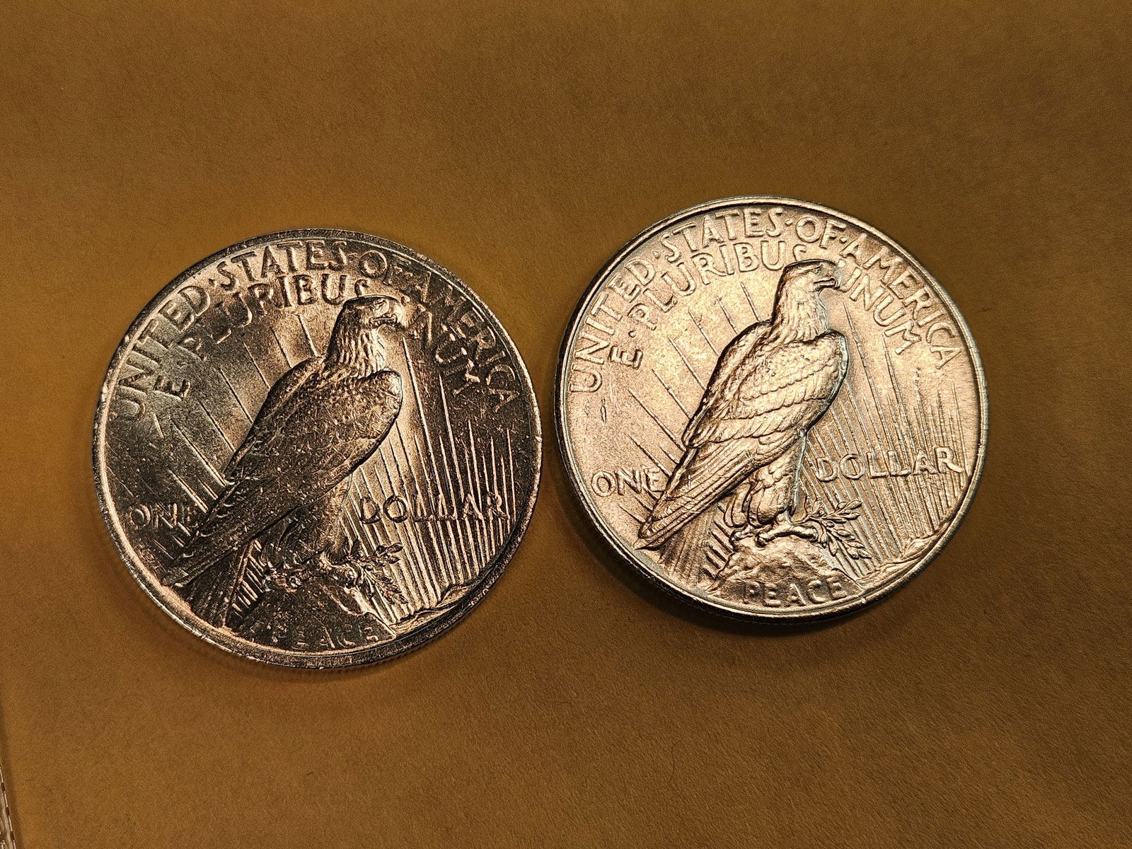 Two Brilliant AU-BU Peace Silver Dollars - 3
