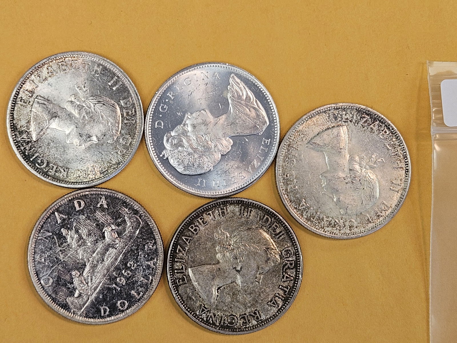 Five Canada Silver Dollars - 2