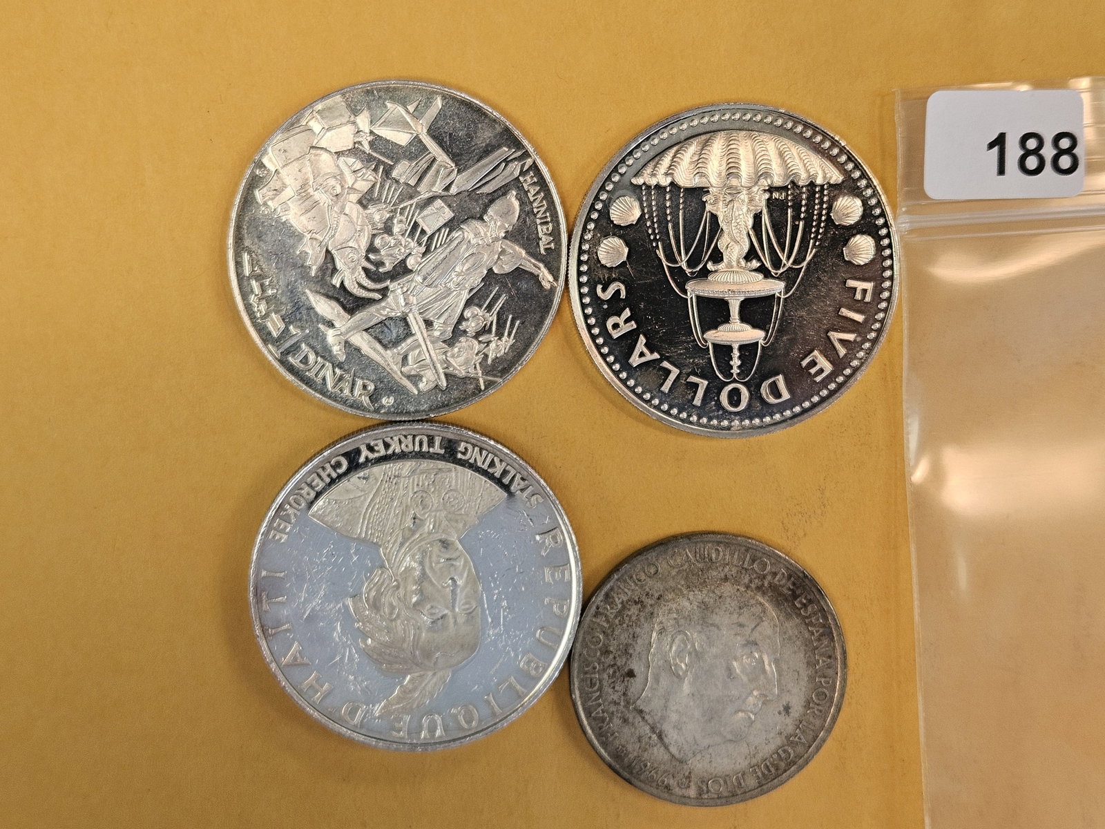 Four larger, mixed, silver World coins - 3
