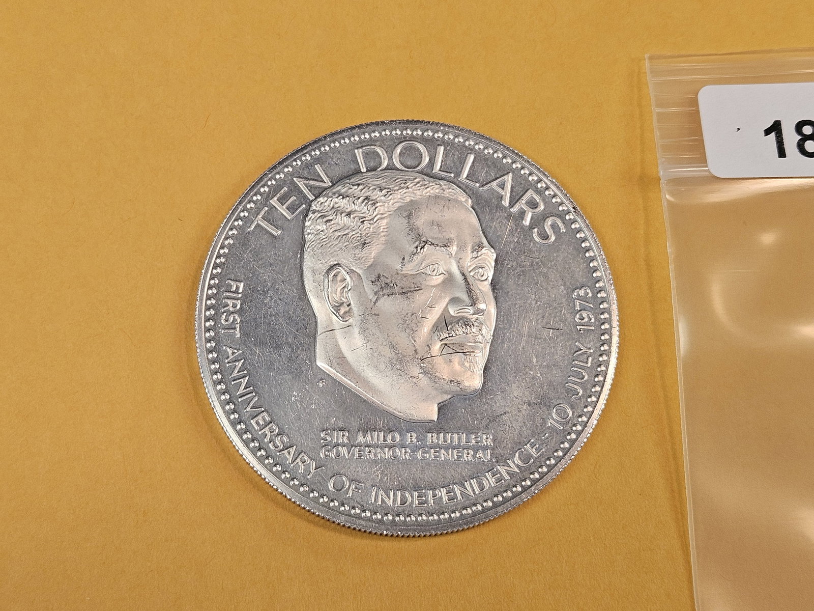 LARGE! 1974 Bahamas silver ten dollars - 2