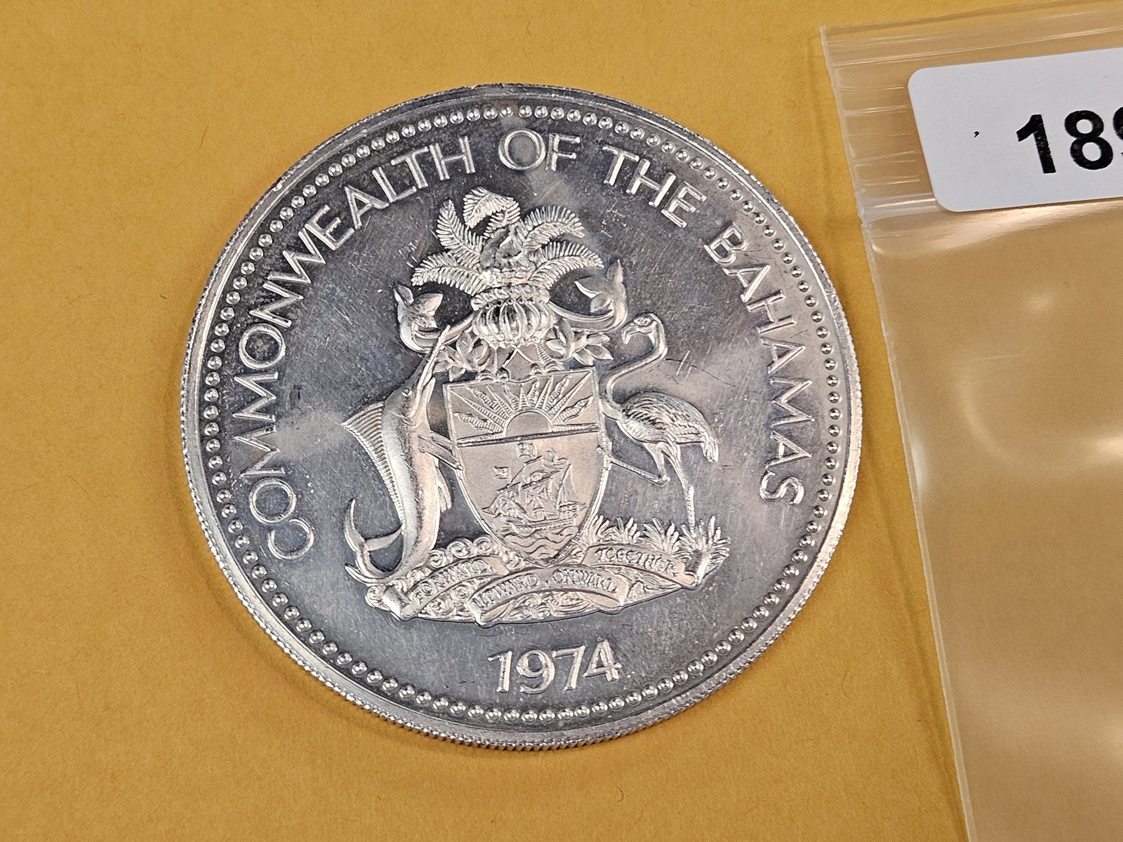 LARGE! 1974 Bahamas silver ten dollars - 3