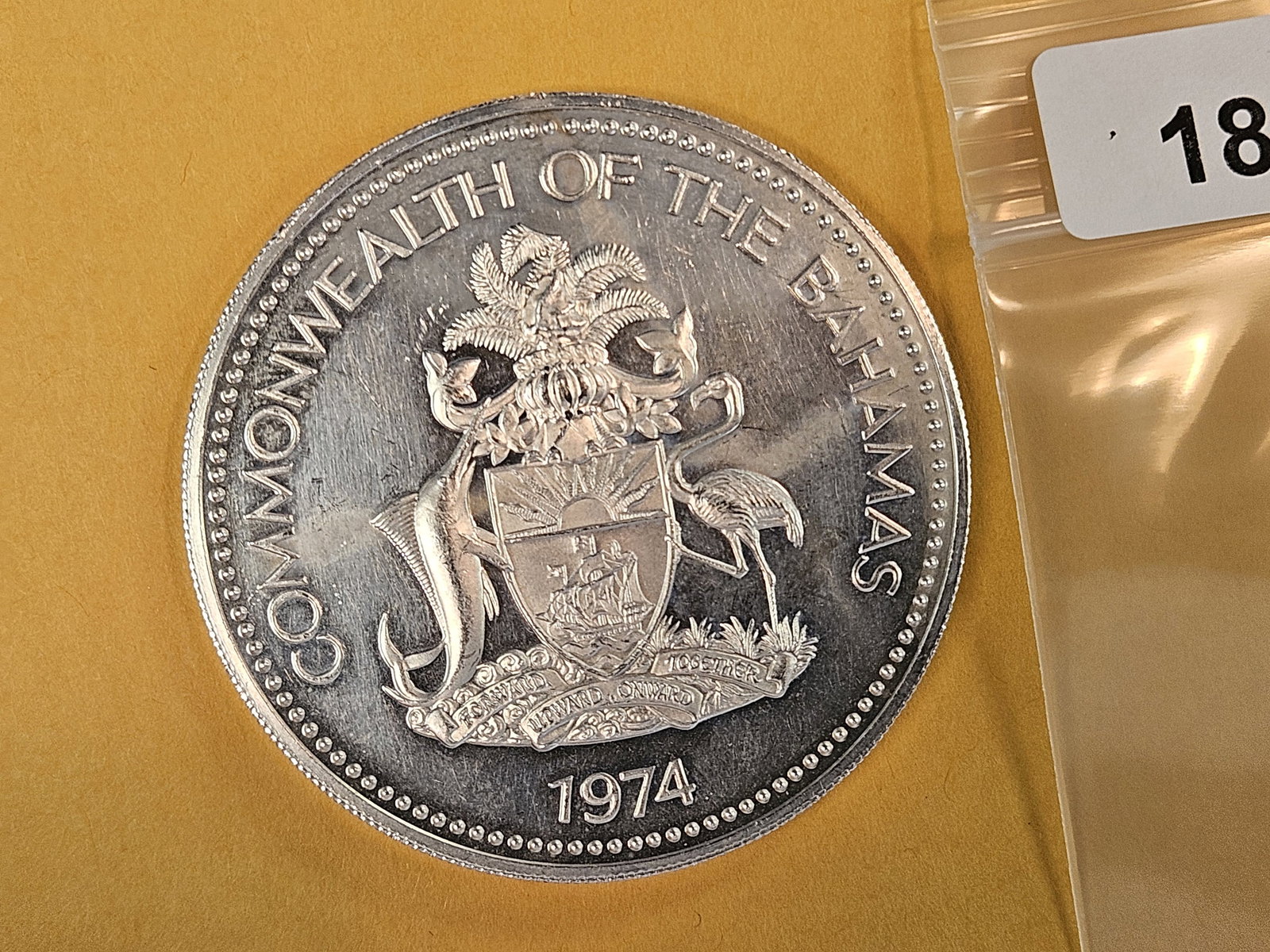 LARGE! 1974 Bahamas silver ten dollars - 4