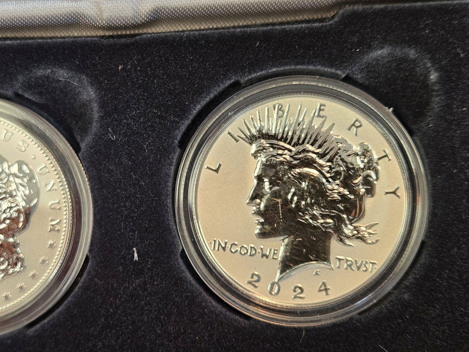 GEM REVERSE PROOF 2024 Morgan and Peace Silver Dollar 2-coin Set - 3