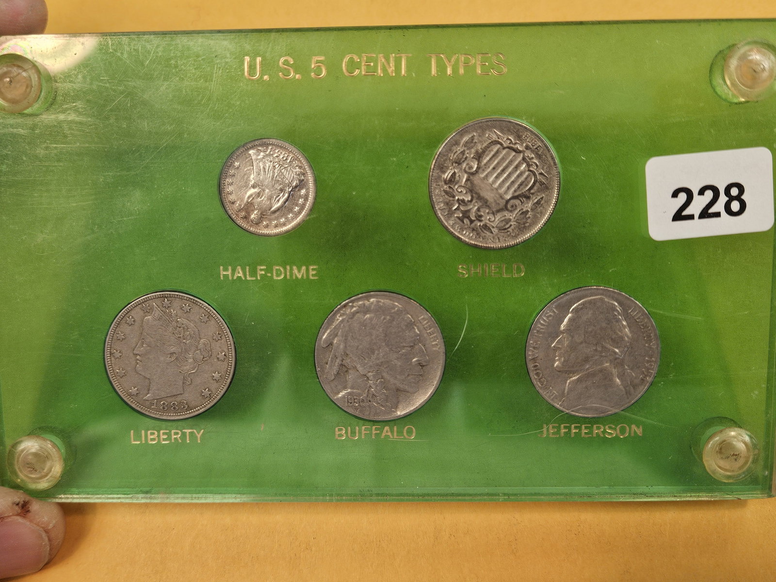 Cool US 5-Cent Type Coin Set: Silver Seated Liberty Half-Dime, and the rest nickels! 