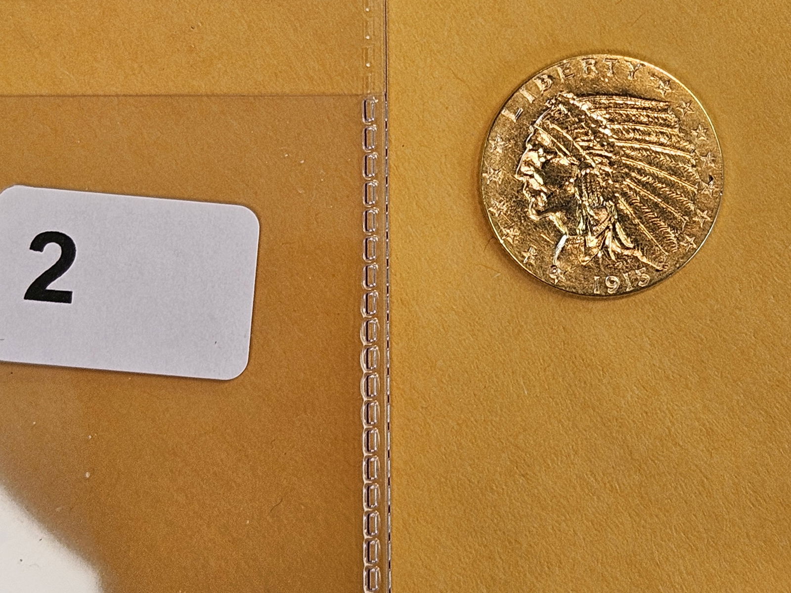 GOLD! 1915 Gold Indian Head $2.5 Dollars in Brilliant About Uncirculated - details - 2