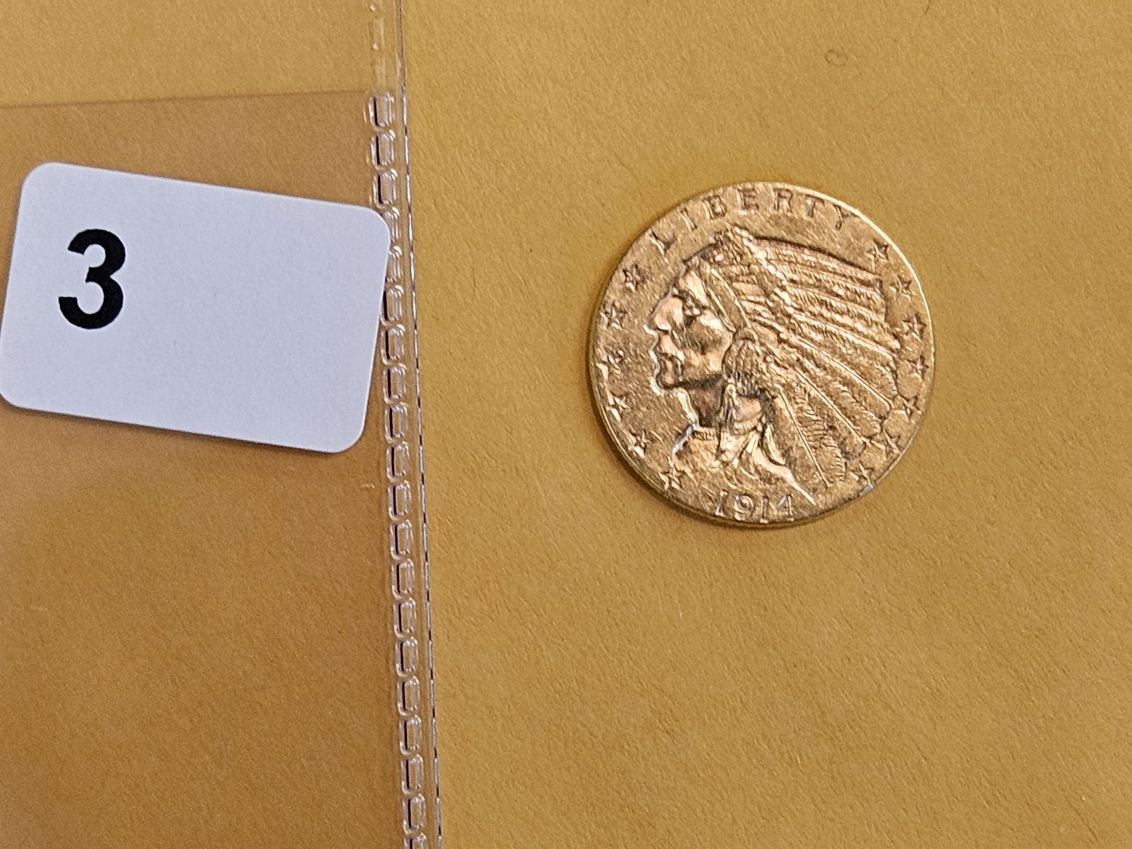 GOLD! 1914 Gold Indian Head $2.5 Dollars in Brilliant About Uncirculated - details - 2