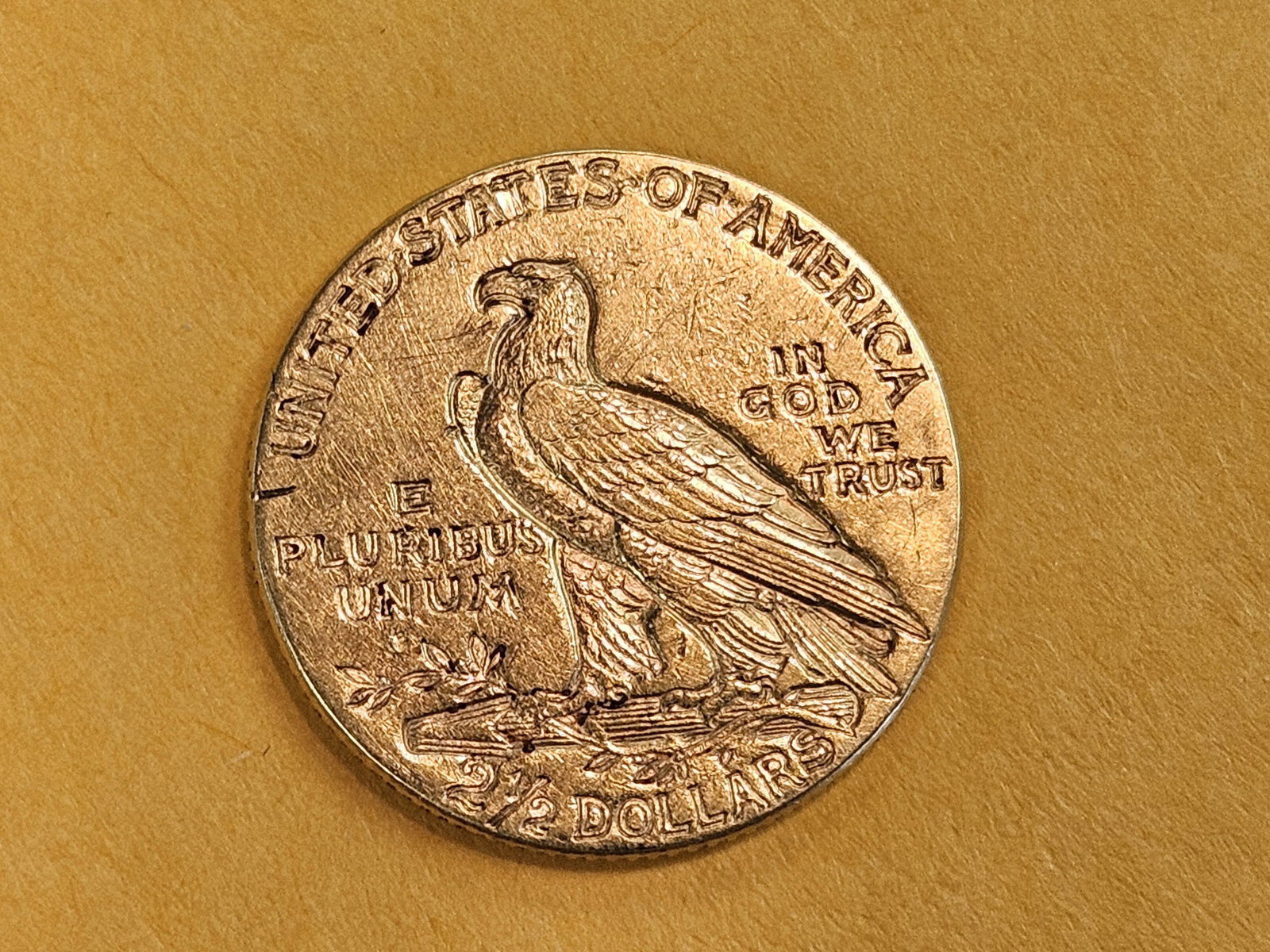 GOLD! 1914 Gold Indian Head $2.5 Dollars in Brilliant About Uncirculated - details - 3