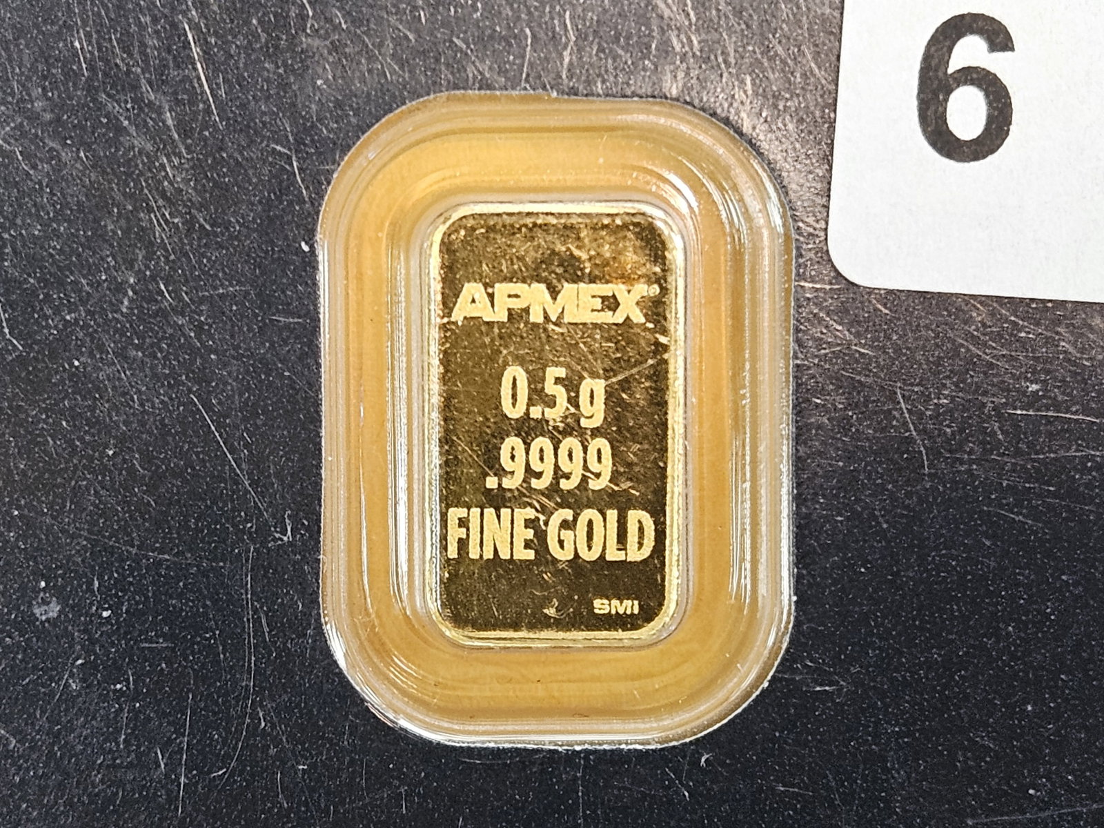GOLD! APMEX .5 Gram .9999 fine Gold bar: In APMEX assay holder