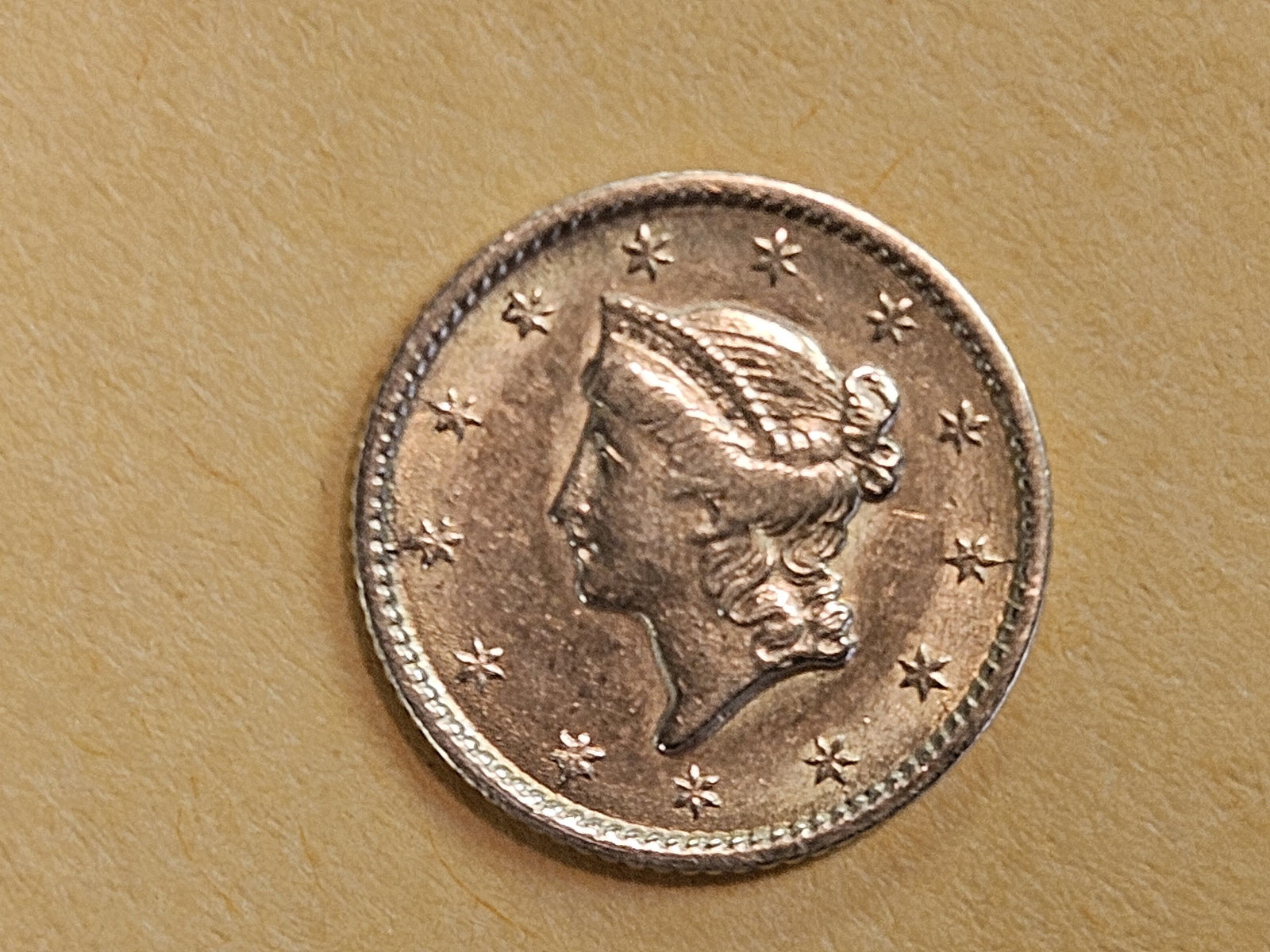 GOLD! Brilliant About Uncirculated plus 1853 Gold Dollar - 4