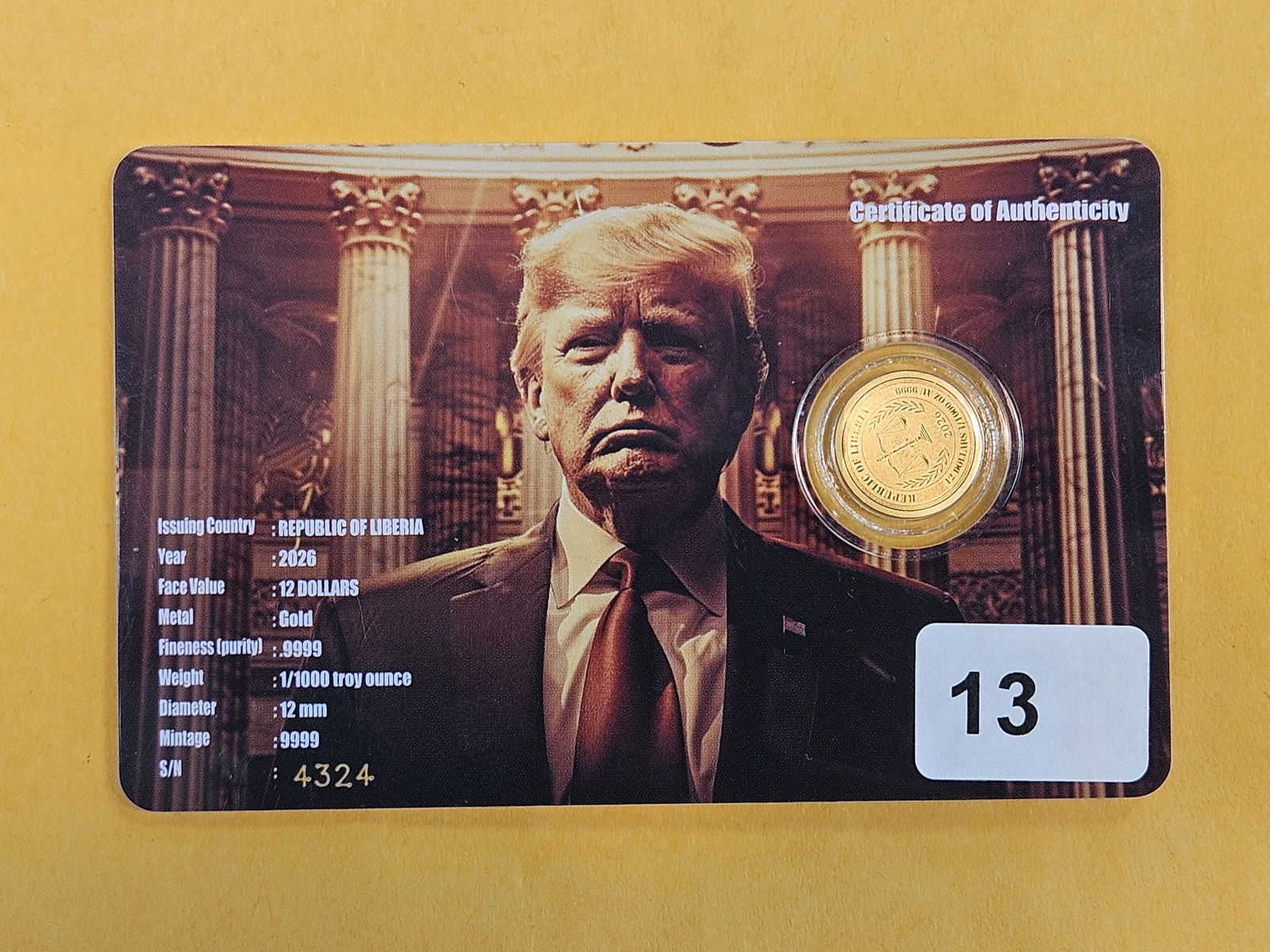 GOLD! GEM 2026 Republic of Liberia Gold Twelve Dollars - 2