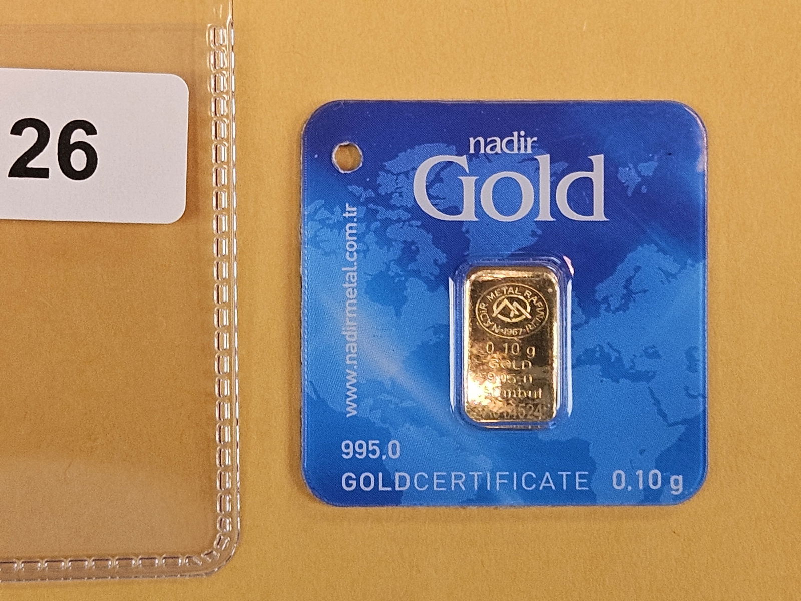 GOLD! Nadir .1 Gram .9999 fine gold bar - 2