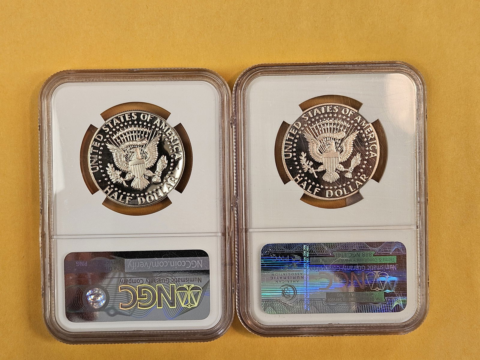 Two Near-Perfect, NGC-graded, Kennedy Half Dollars - 2