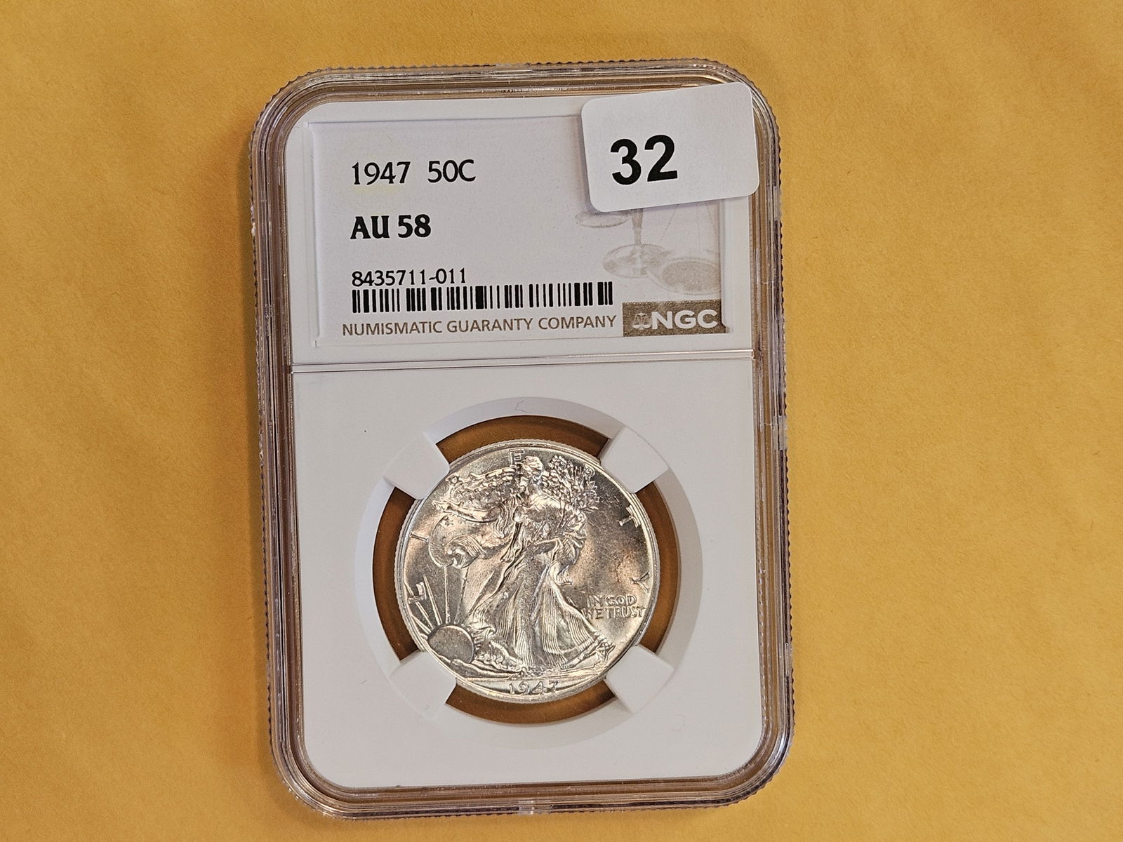 Brilliant, NGC-graded, 1947 Walking Liberty half Dollar - 2