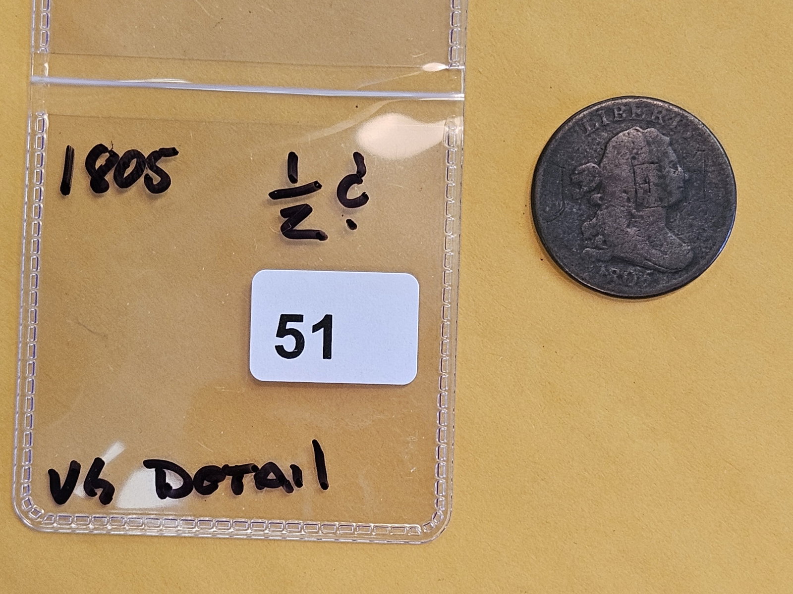 1805 Draped Bust Half cent in Very Good - details - 2