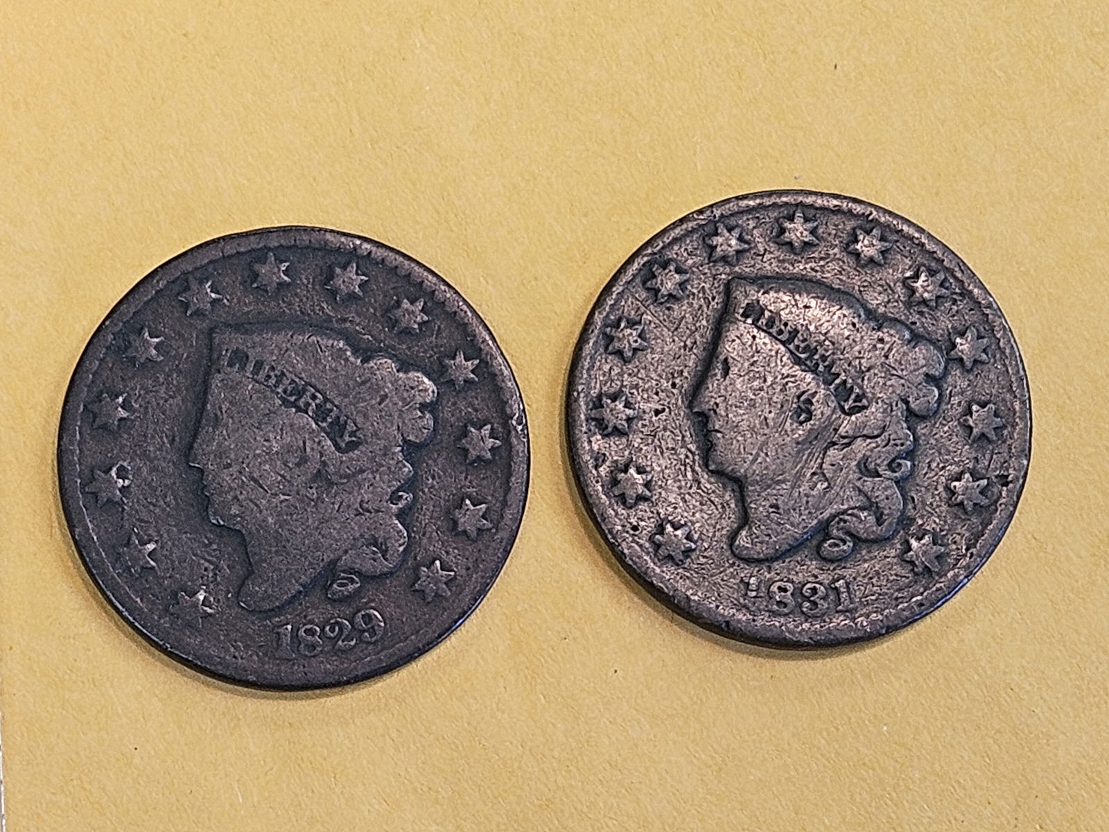 1829 and 1831 Classic Head Large Cents (1 of 3)