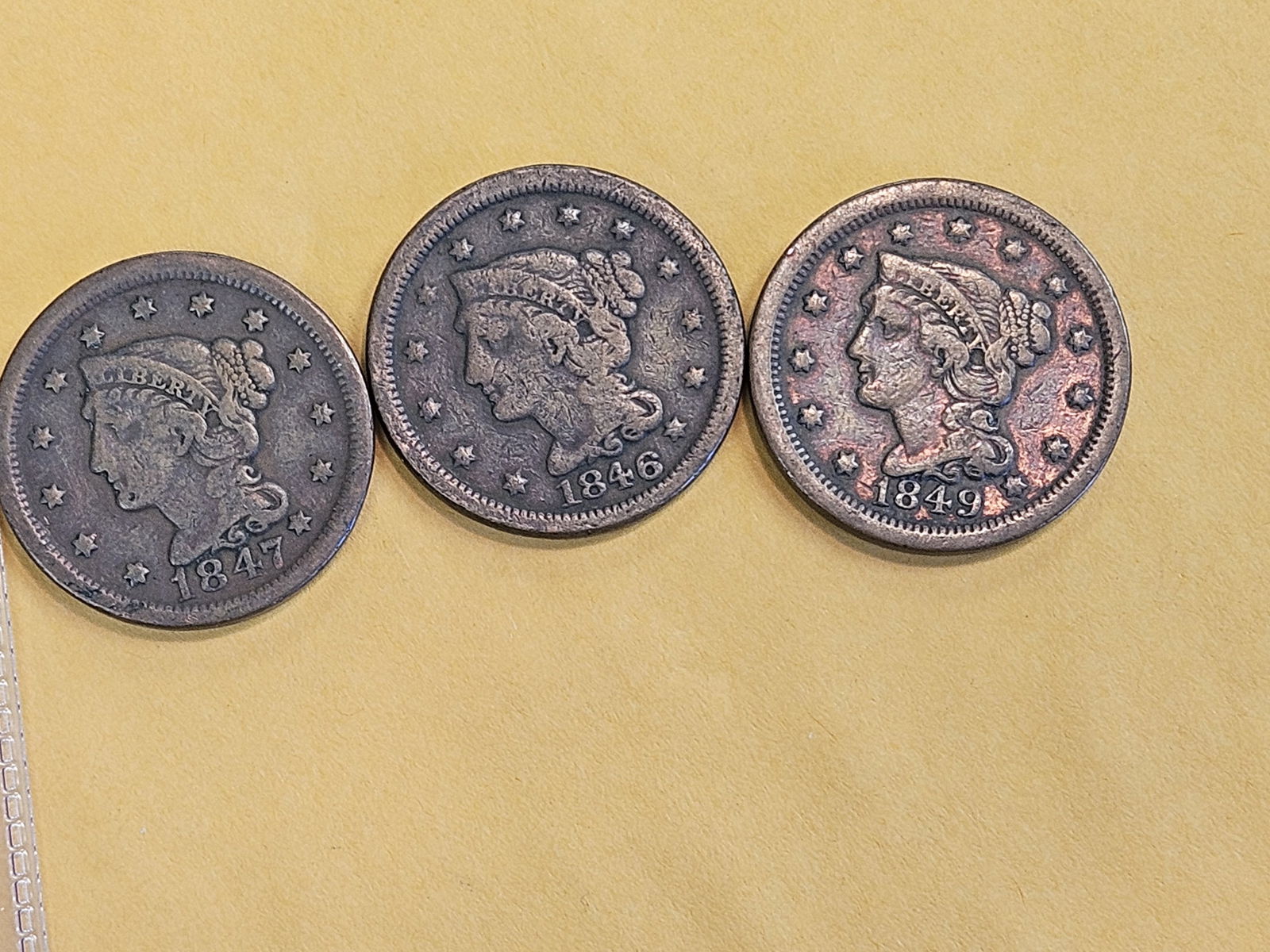 Three Braided hair Large Cents in Fine to Very Fine - details (1 of 3)