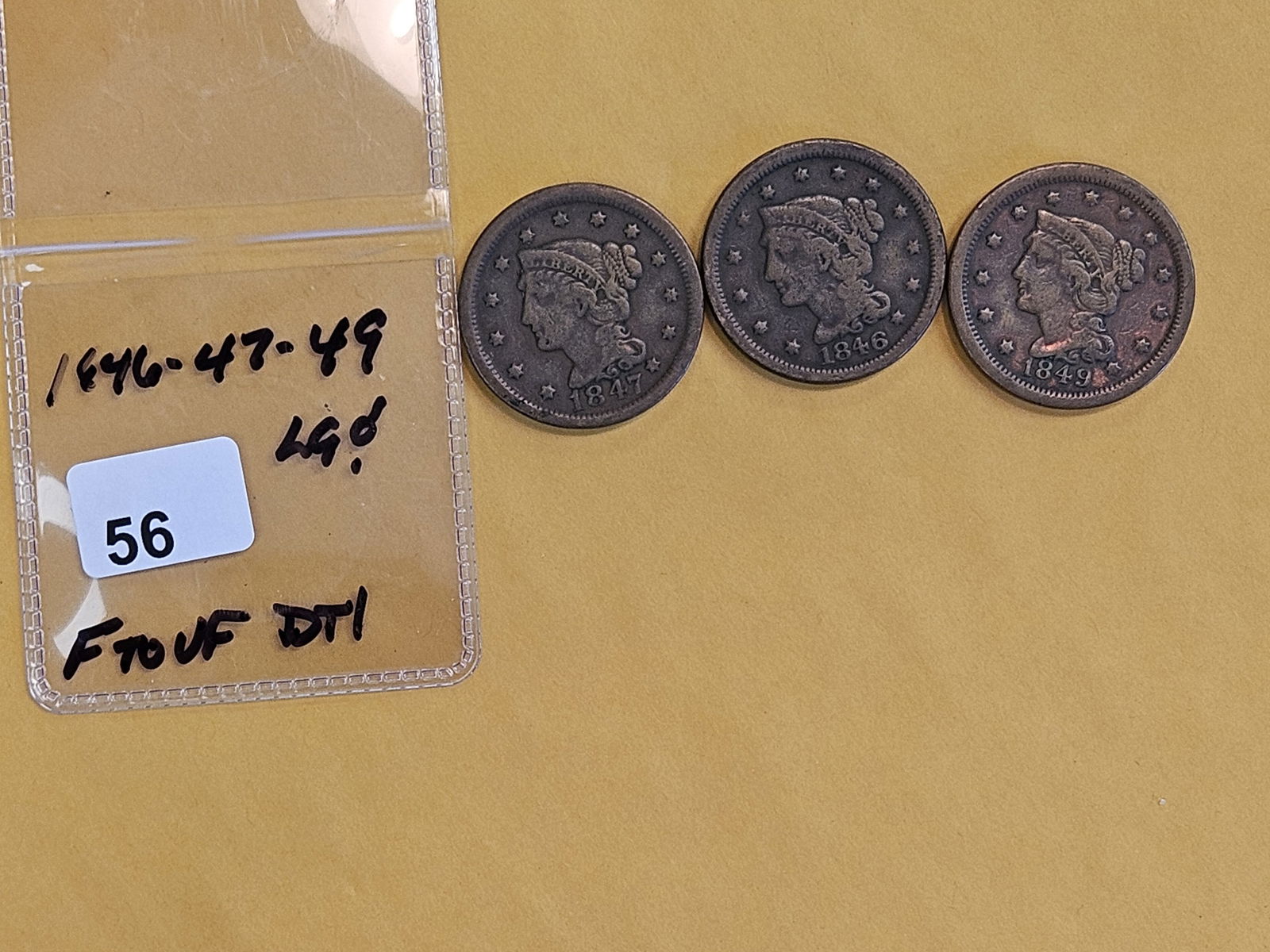 Three Braided hair Large Cents in Fine to Very Fine - details - 2