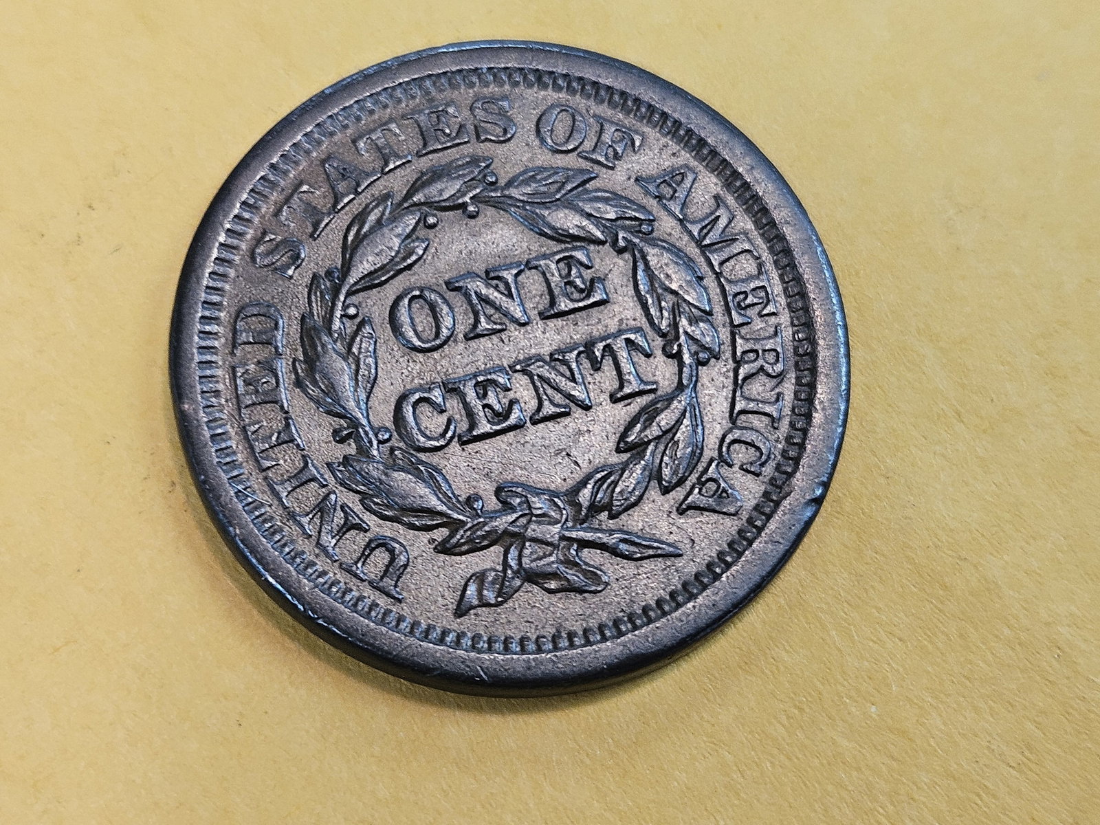 Bright About Uncirculated plus 1850 Braided hair Large Cent - 5