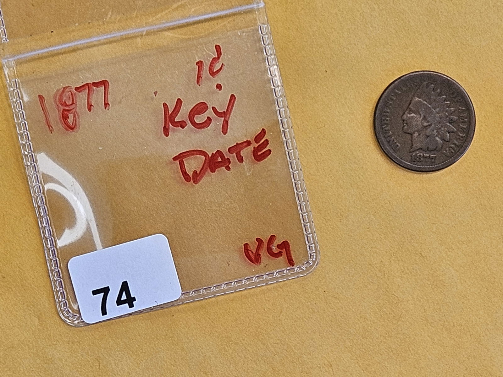 *** KEY DATE ** 1877 Indian cent in Very Good! - 2