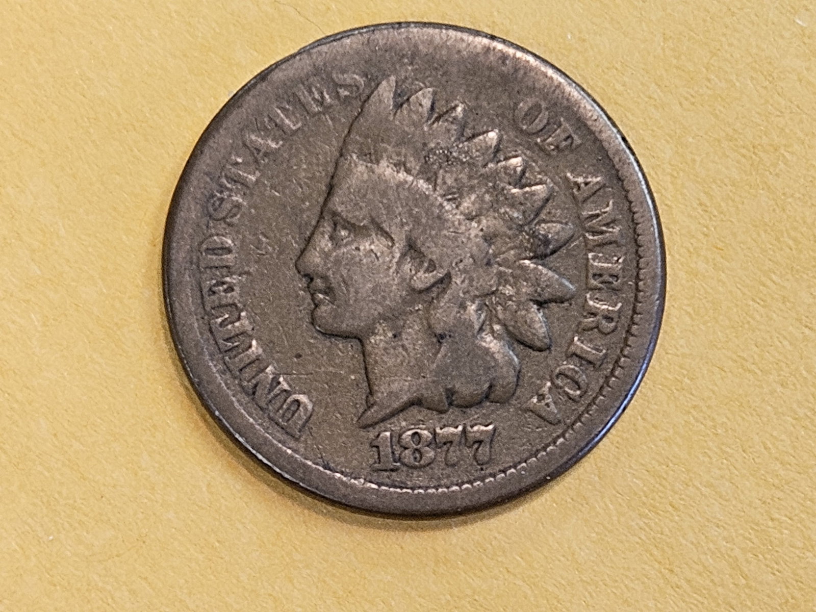 *** KEY DATE ** 1877 Indian cent in Very Good! - 3