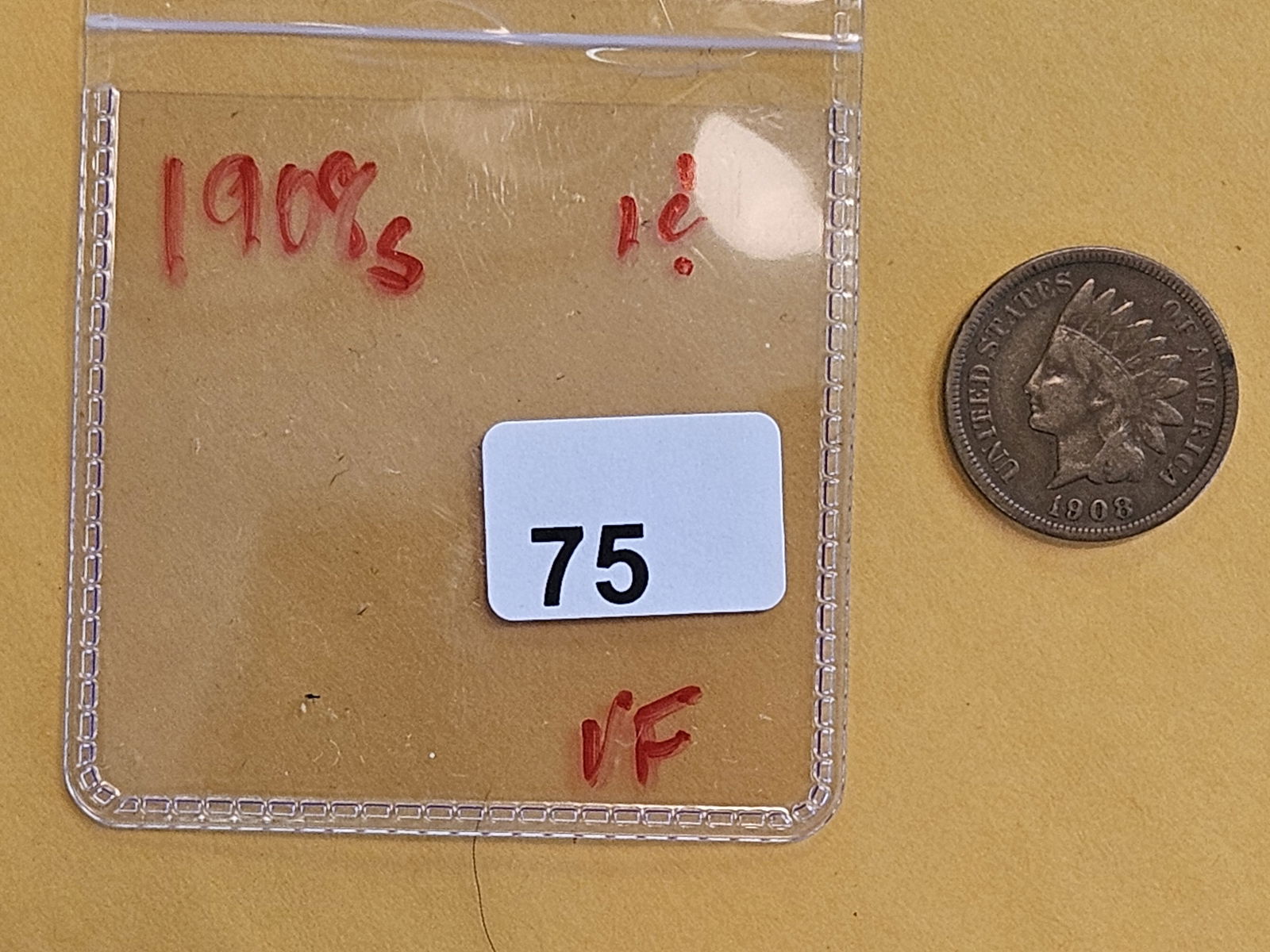 * Semi-Key 1908-S Indian cent in Very Fine - 2