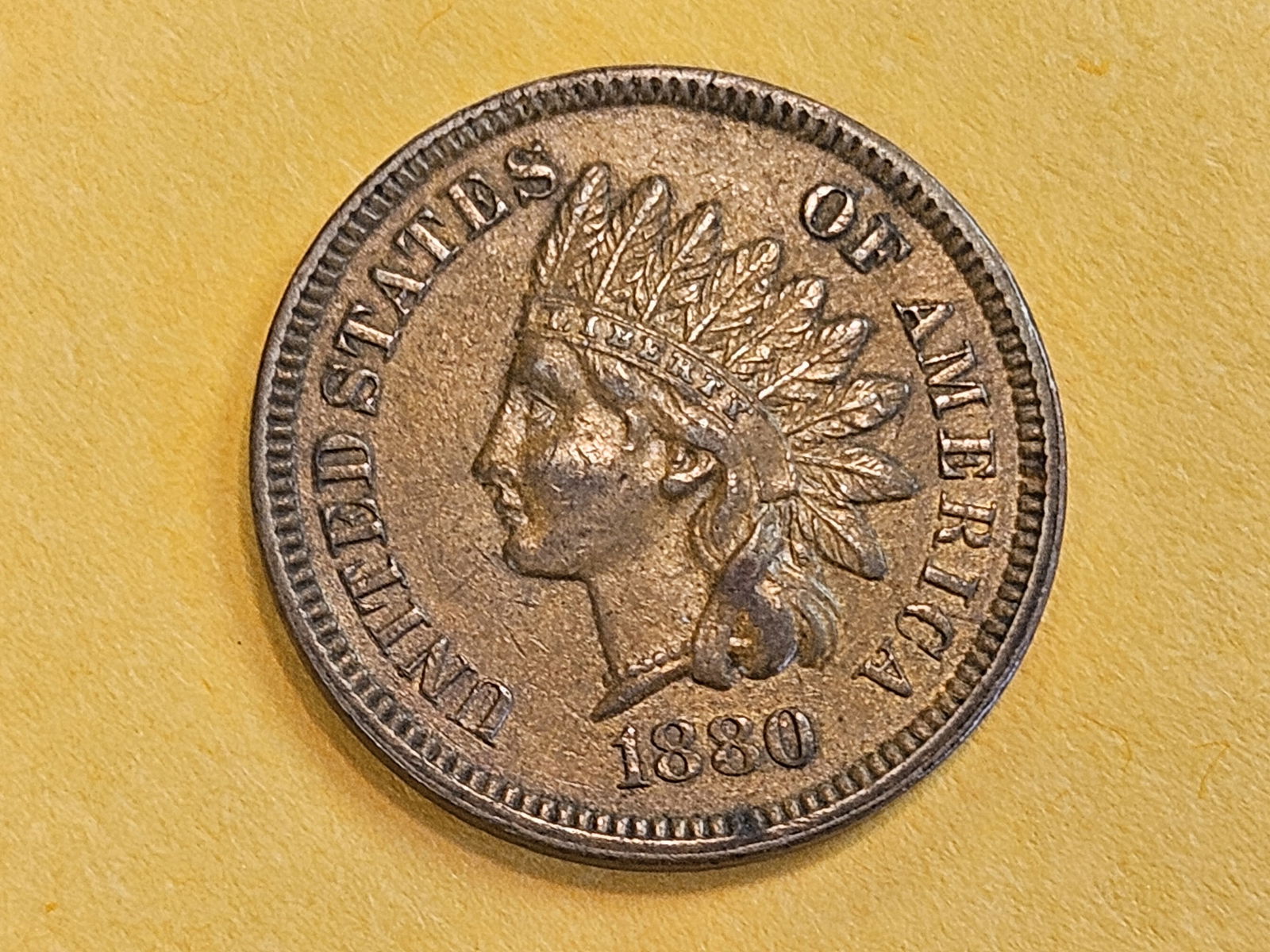 Choice About Uncirculated plus 1880 Indian Cent: Good luster 