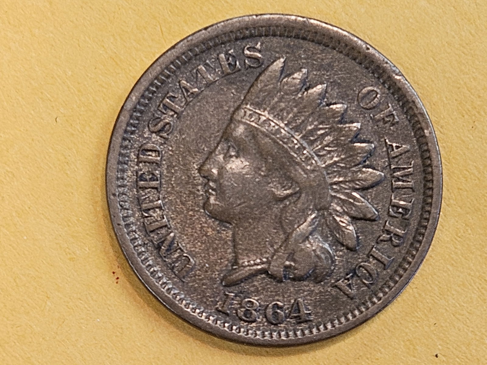 1864 Indian Cent in Very Fine plus: Rounded Bust 