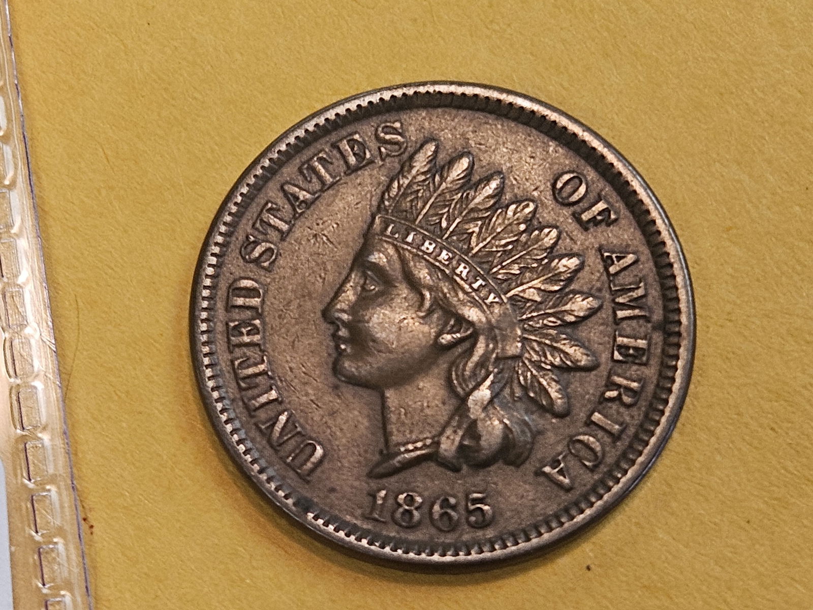 Better Date 1865 Indian Cent: In Extra Fine 
