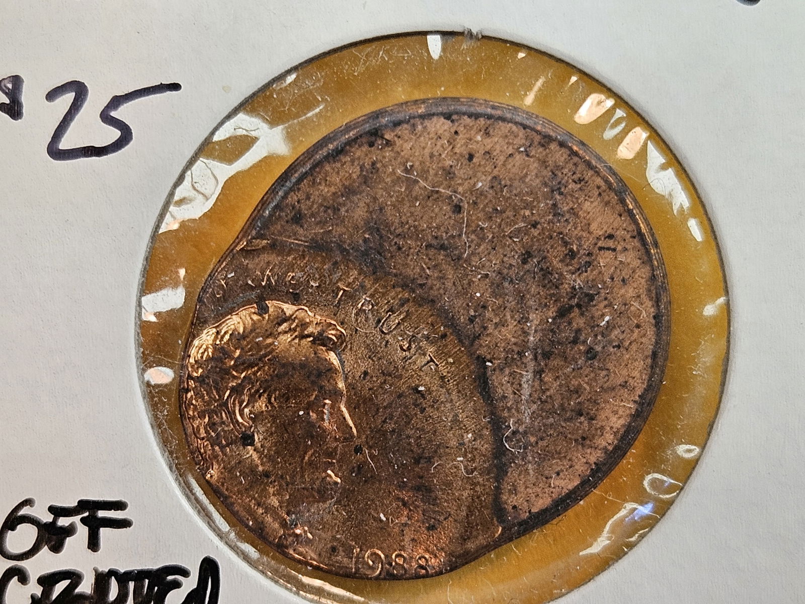 Mint Error! Brilliant Uncirculated 1988 Lincoln Cent: Off-center strike 
